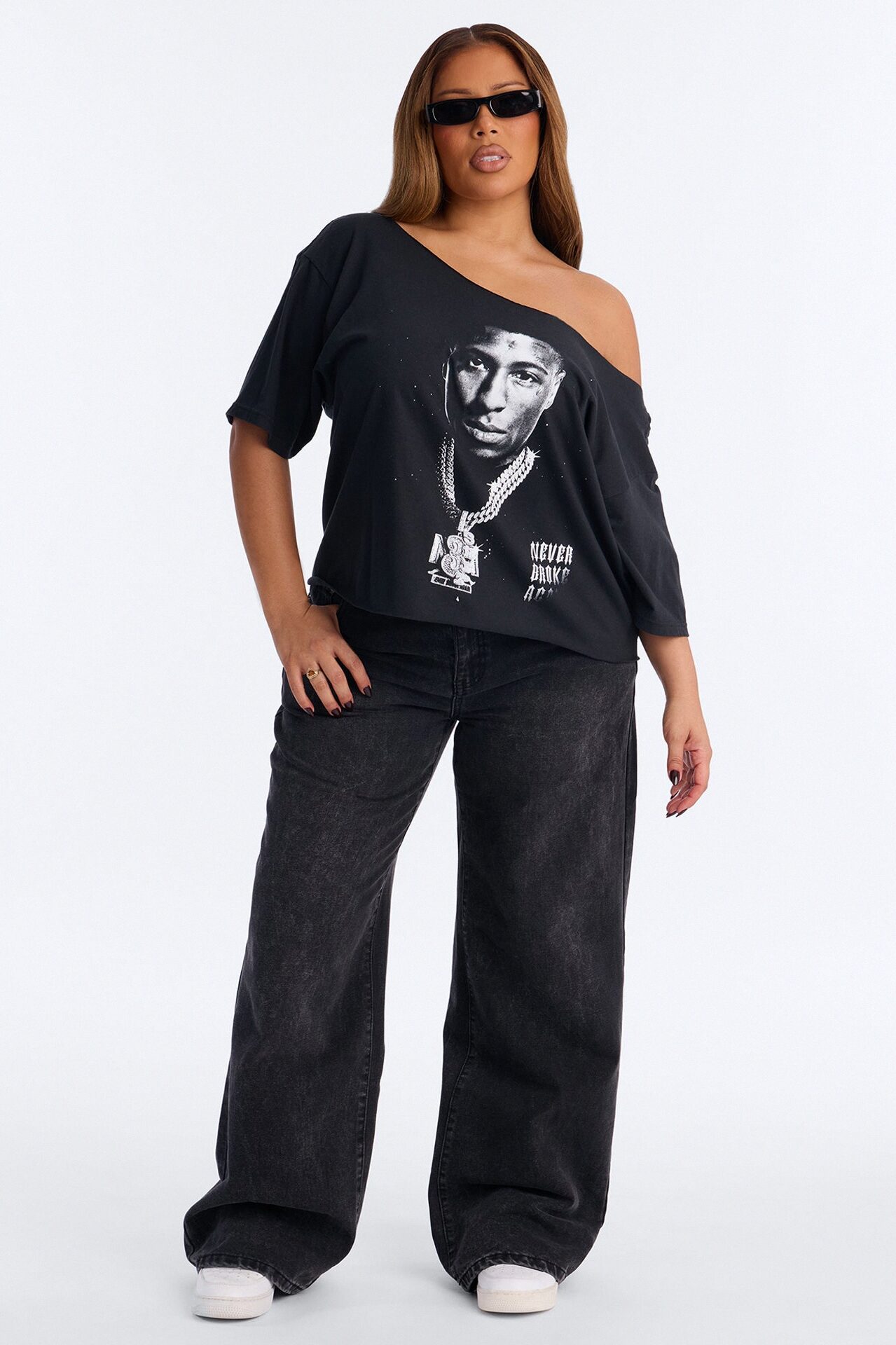 Youngboy Never Broke Again Off Shoulder Tee - Black