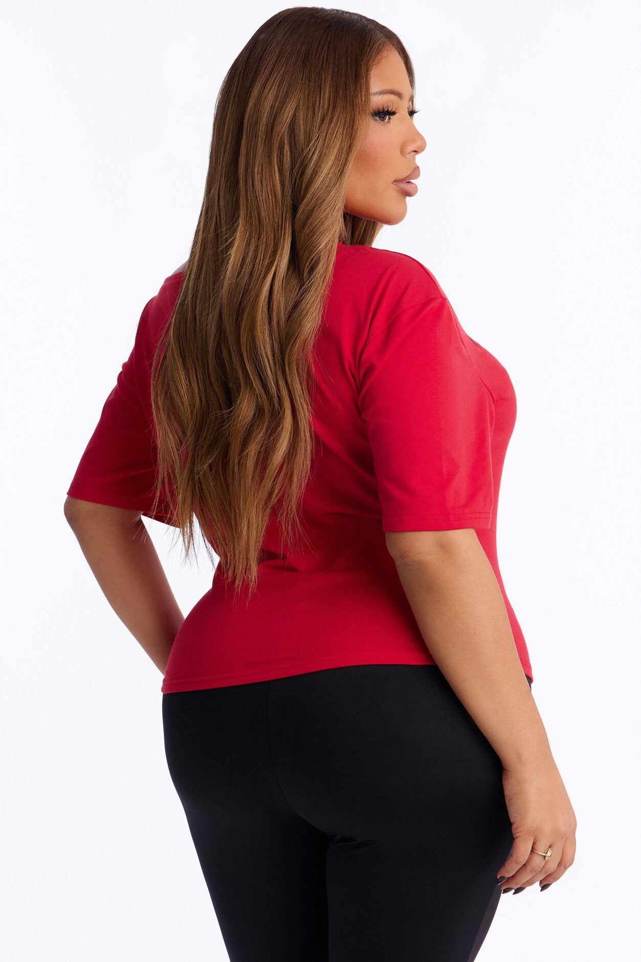 Immediately No Off Shoulder Fitted Tee - Red
