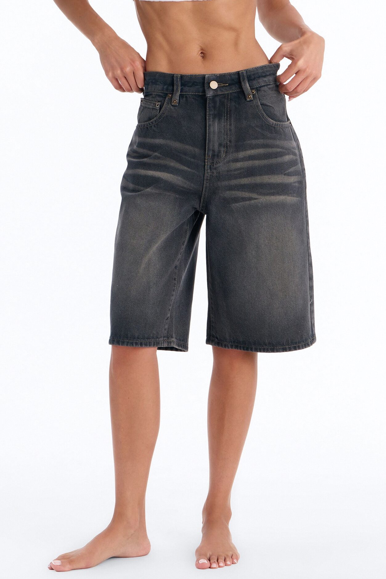 Belfast Coated Denim Jorts - Black