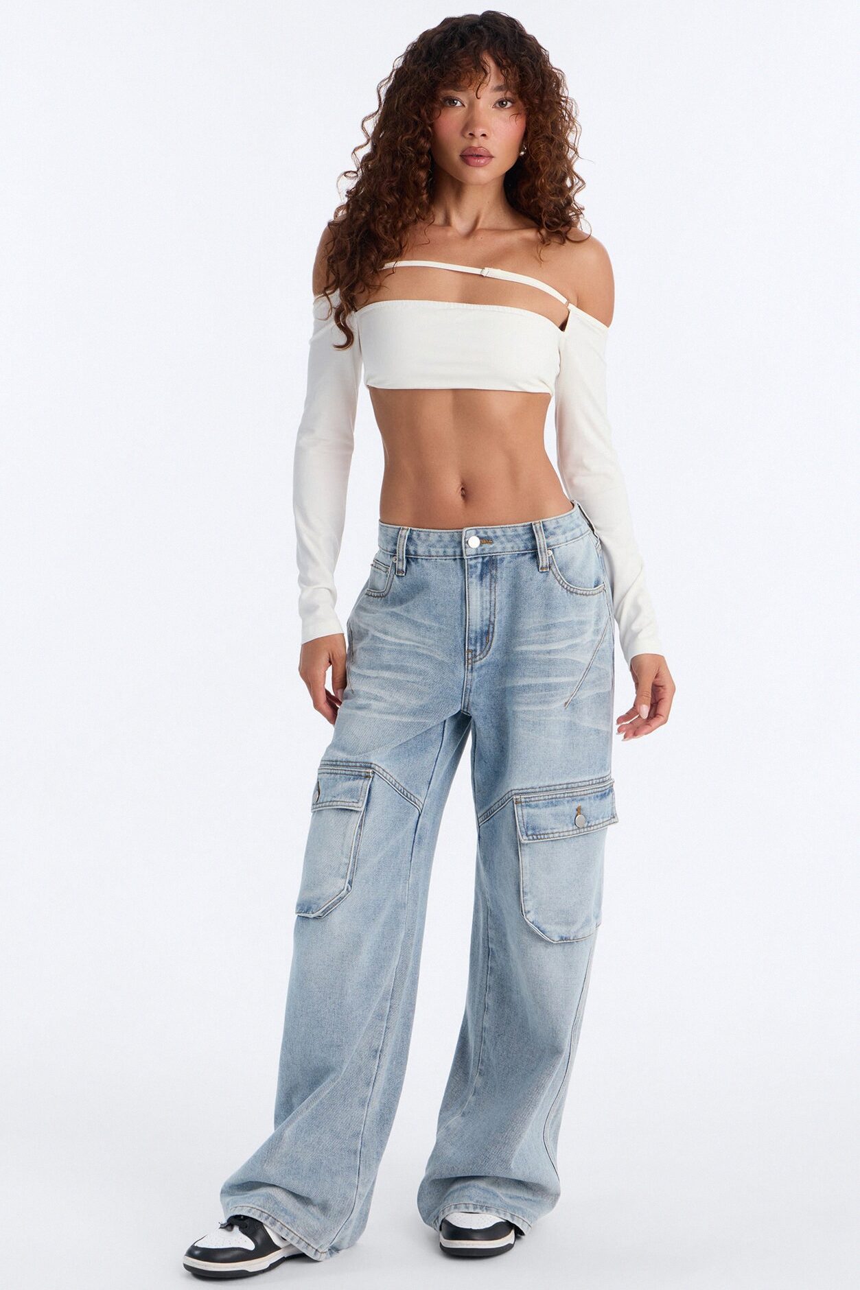 Getaway Baggy Cargo Jeans - Medium Wash