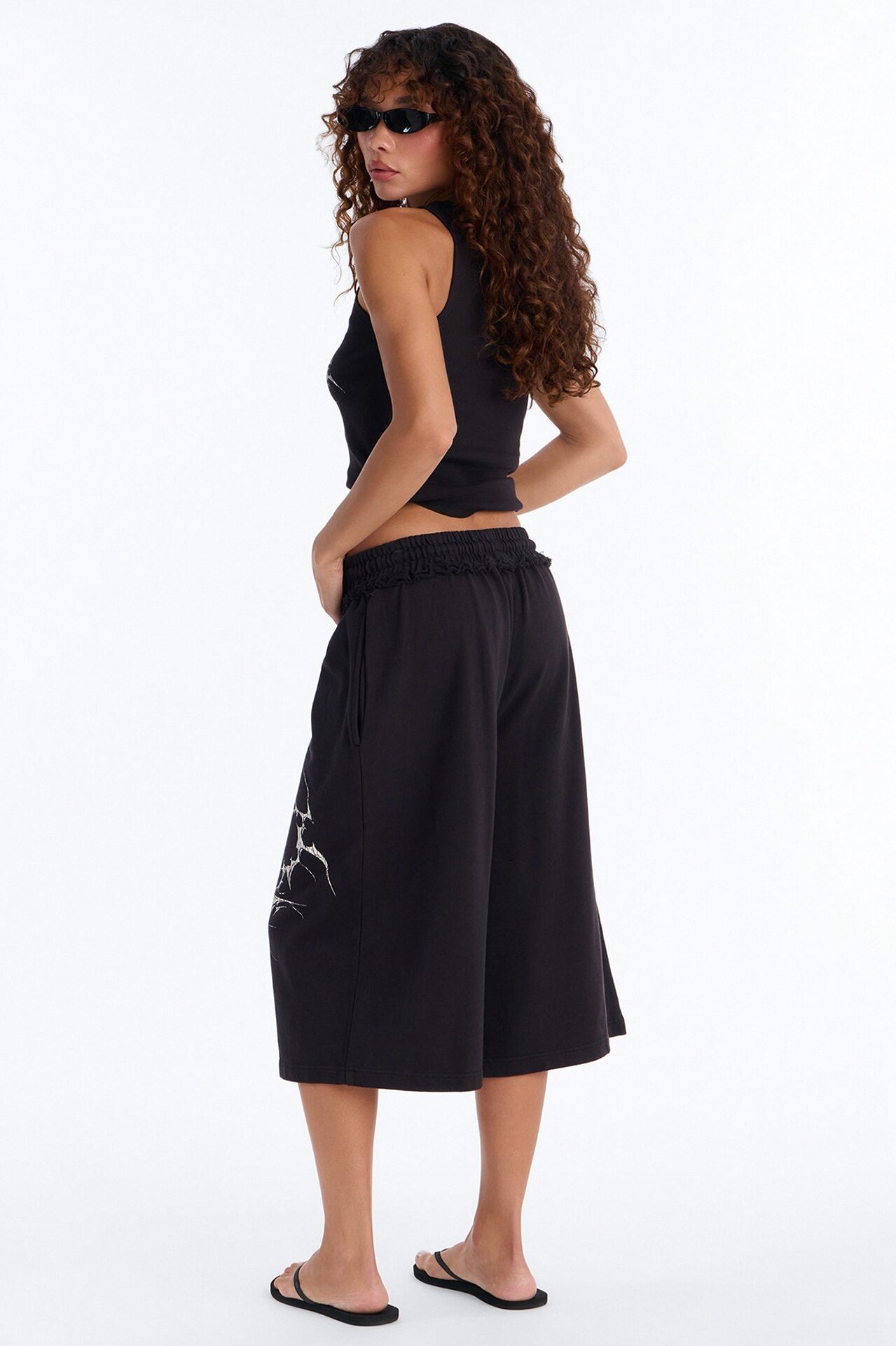 Electric Bombshell Long Sweatshorts - Charcoal