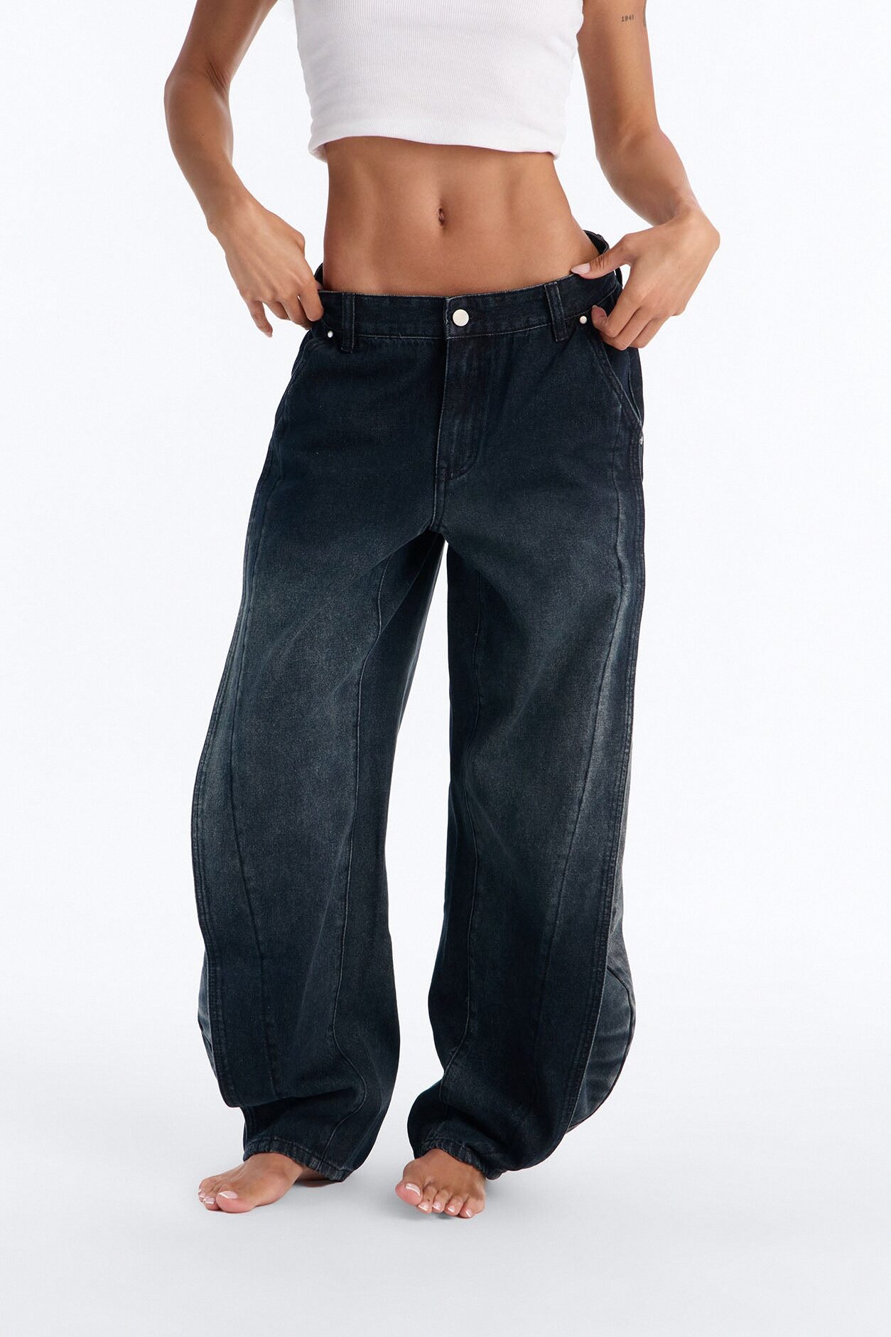 Surprise Me Tinted Paneled Jeans - Dark Wash