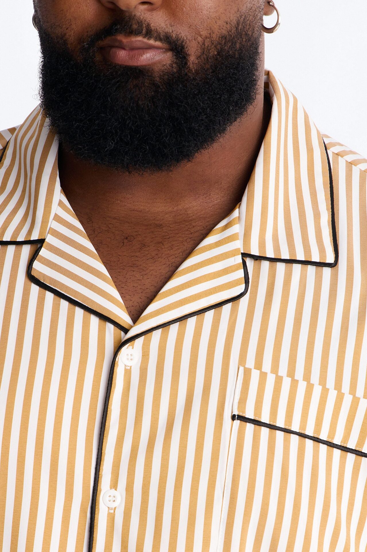 Cozy Night In Stripe Lounge Top - Gold/combo