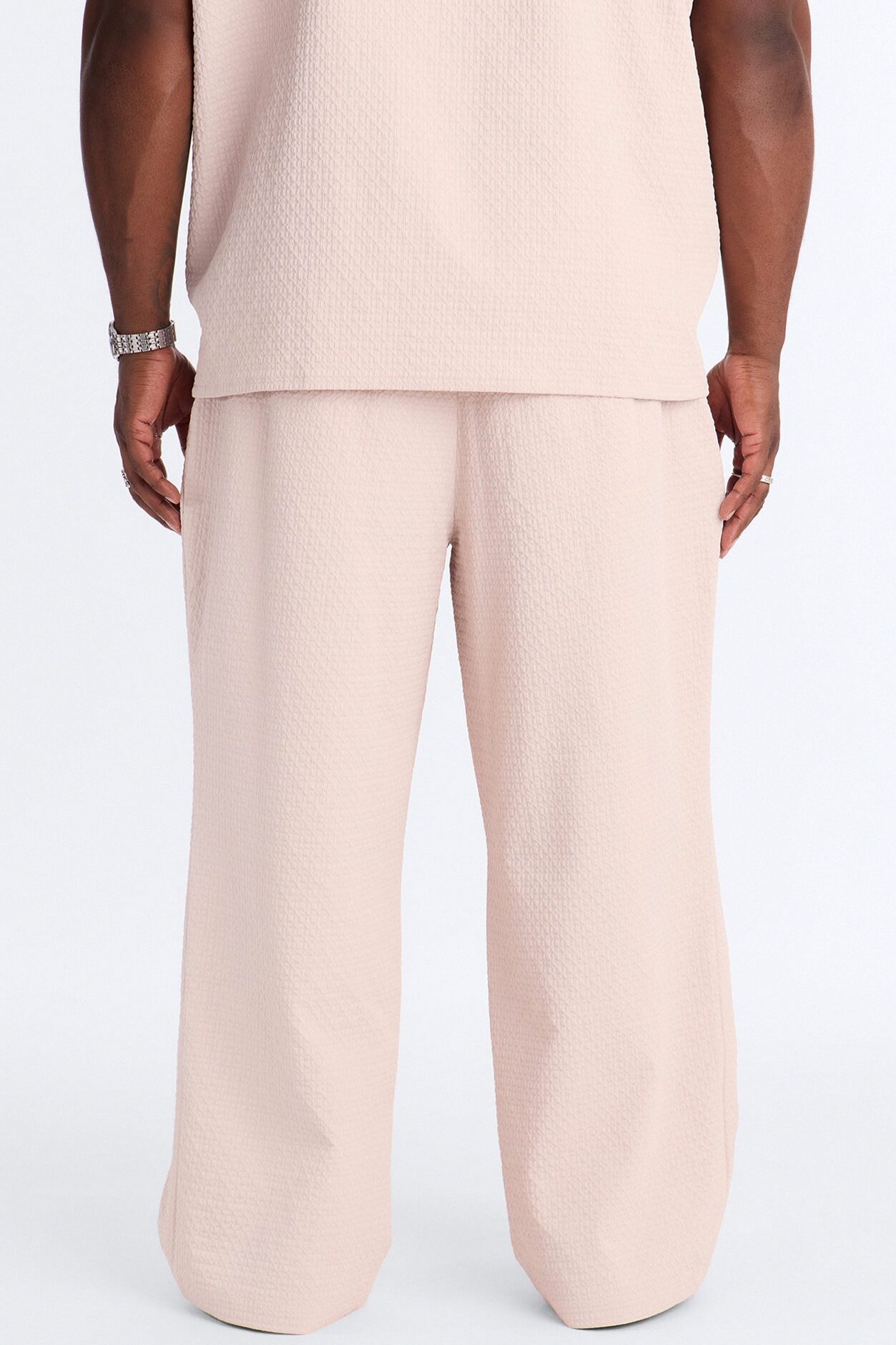 Wide Leg Inspired By Fear Seersucker Trouser - Light Pink