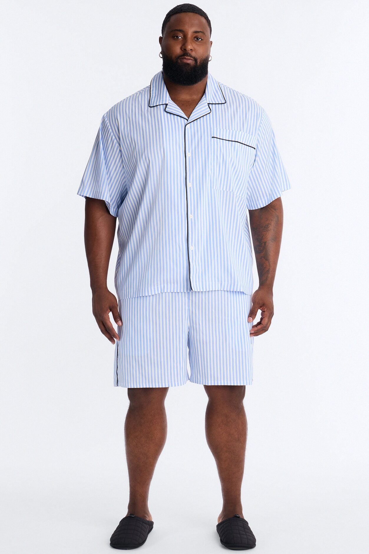 Cozy Night In Stripe Lounge Top - Blue/combo