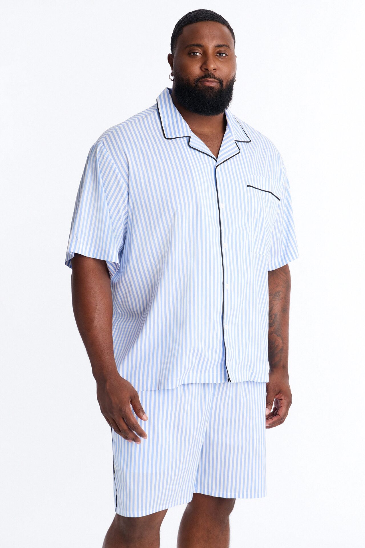 Cozy Night In Stripe Lounge Top - Blue/combo