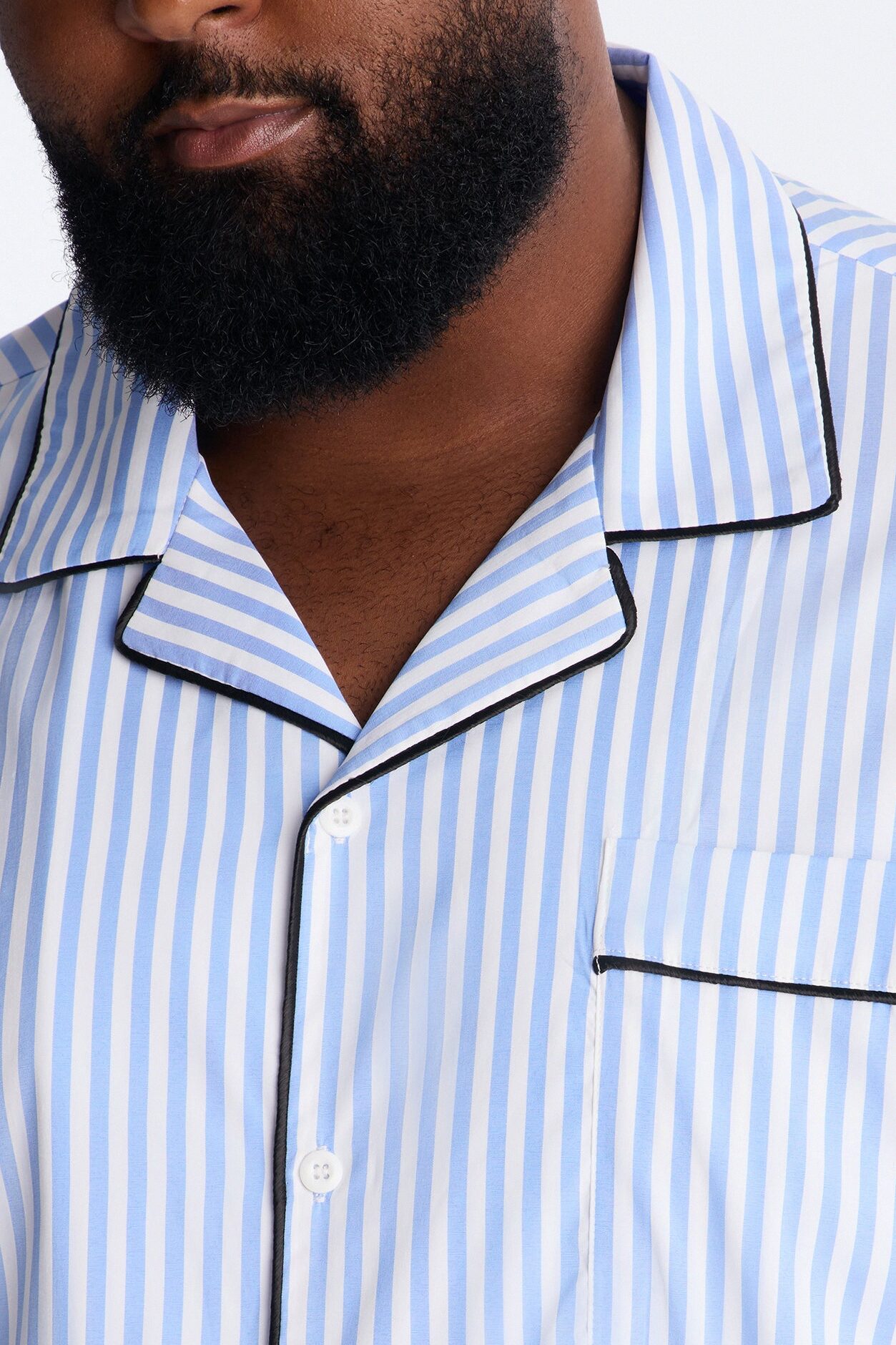Cozy Night In Stripe Lounge Top - Blue/combo