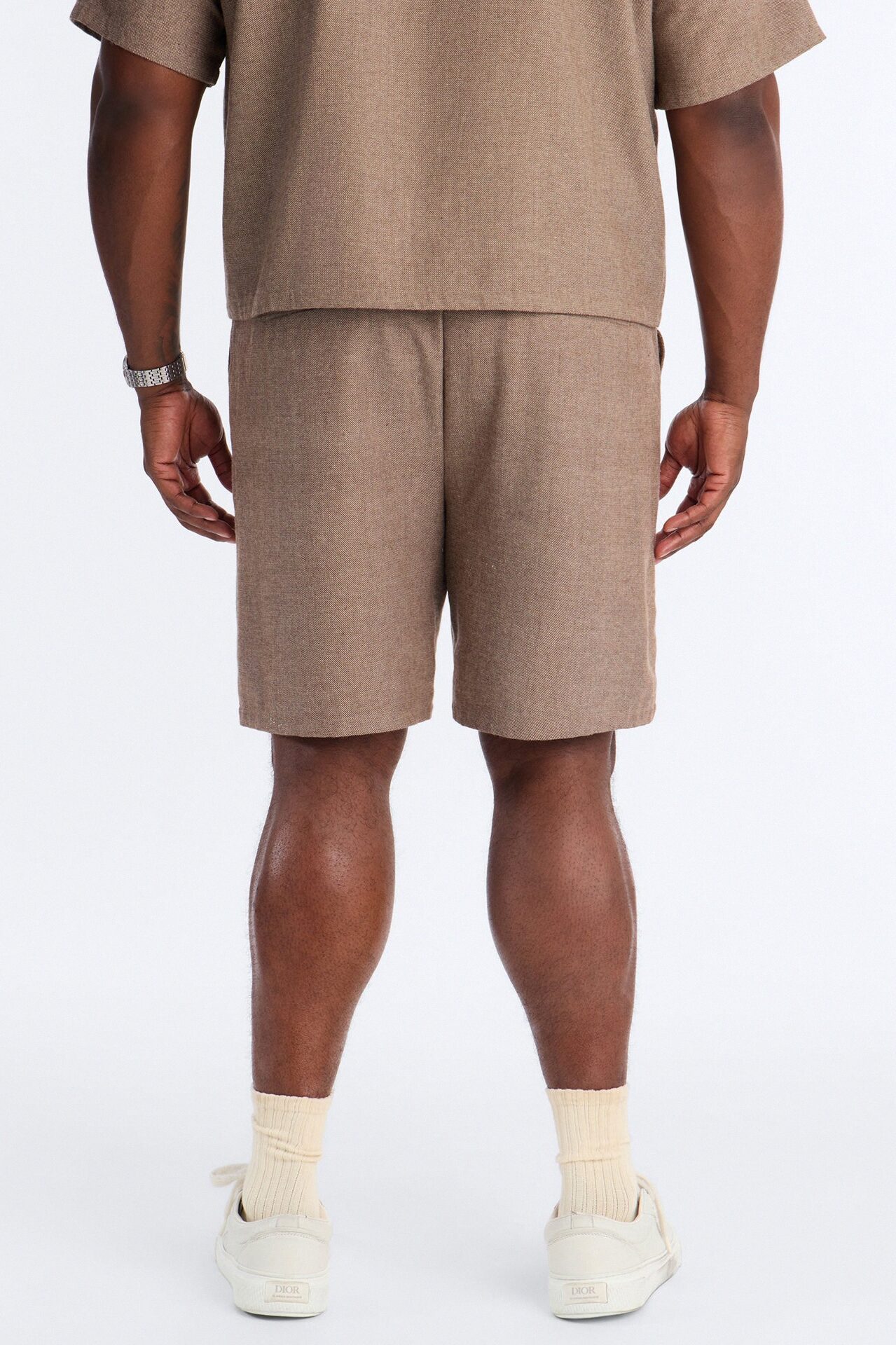 Maison Tailored Textured Wrapped Short - Brown