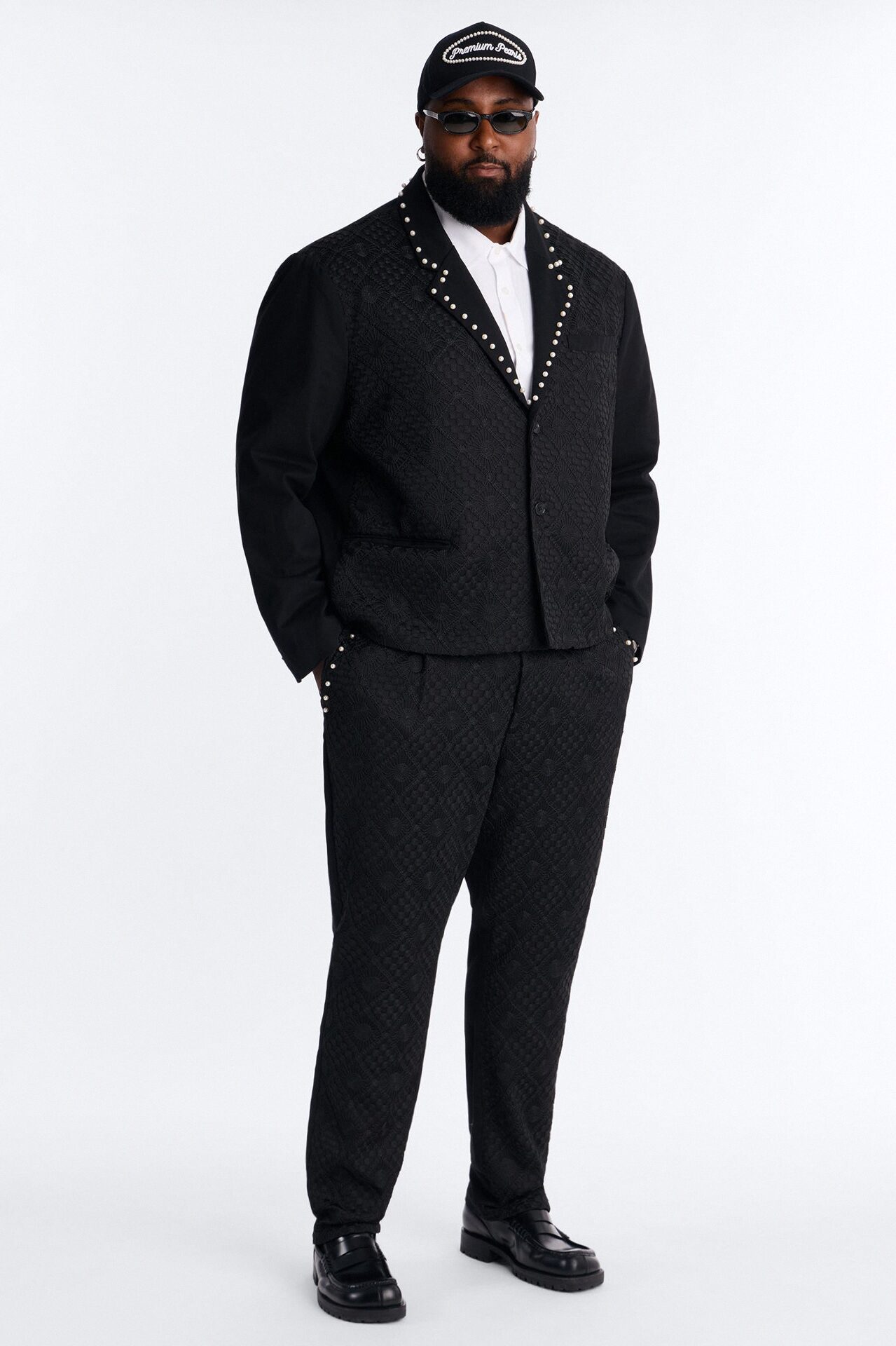 Slim Lattice Luxe Pearl Pant - Black