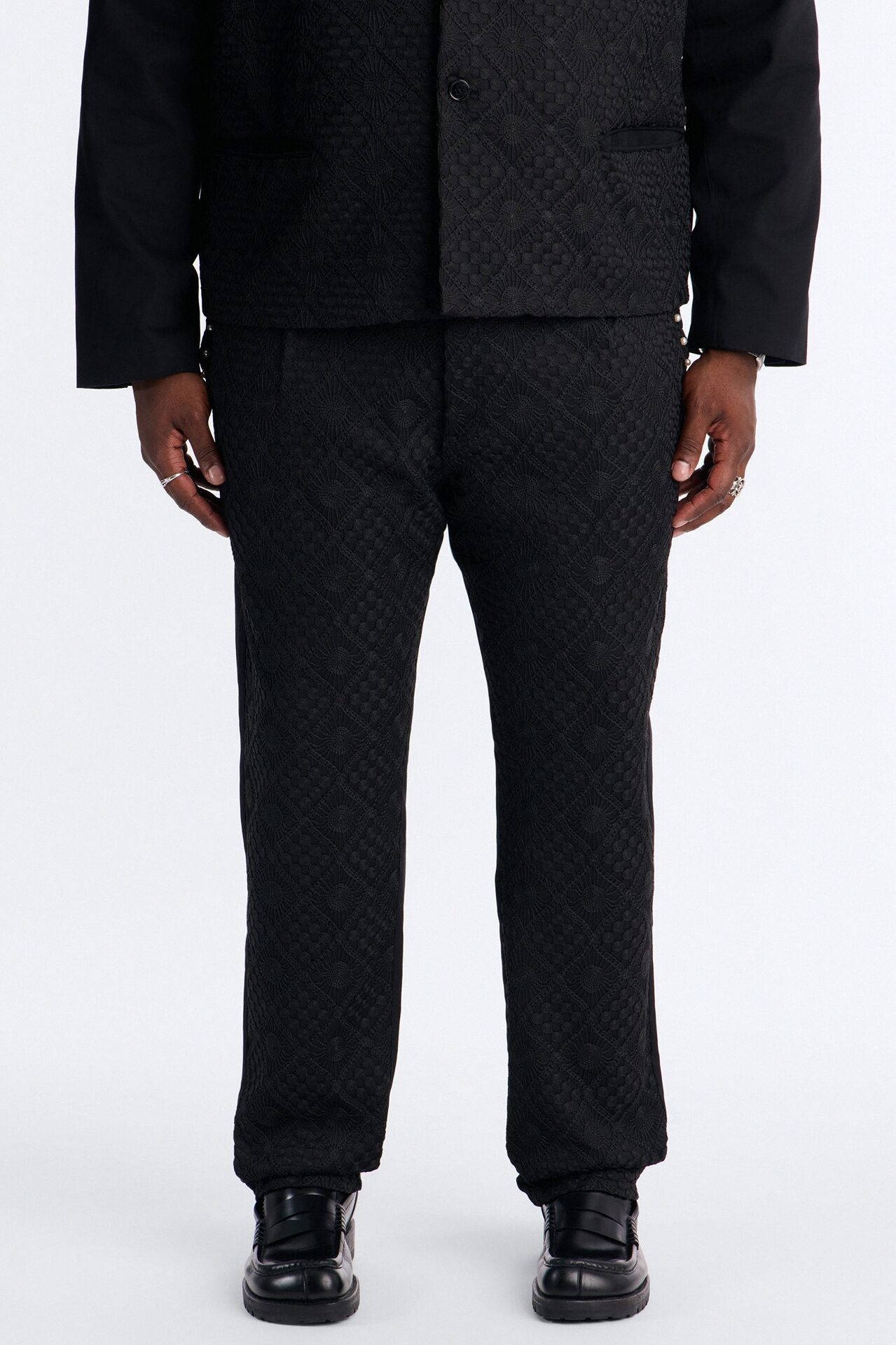 Slim Lattice Luxe Pearl Pant - Black