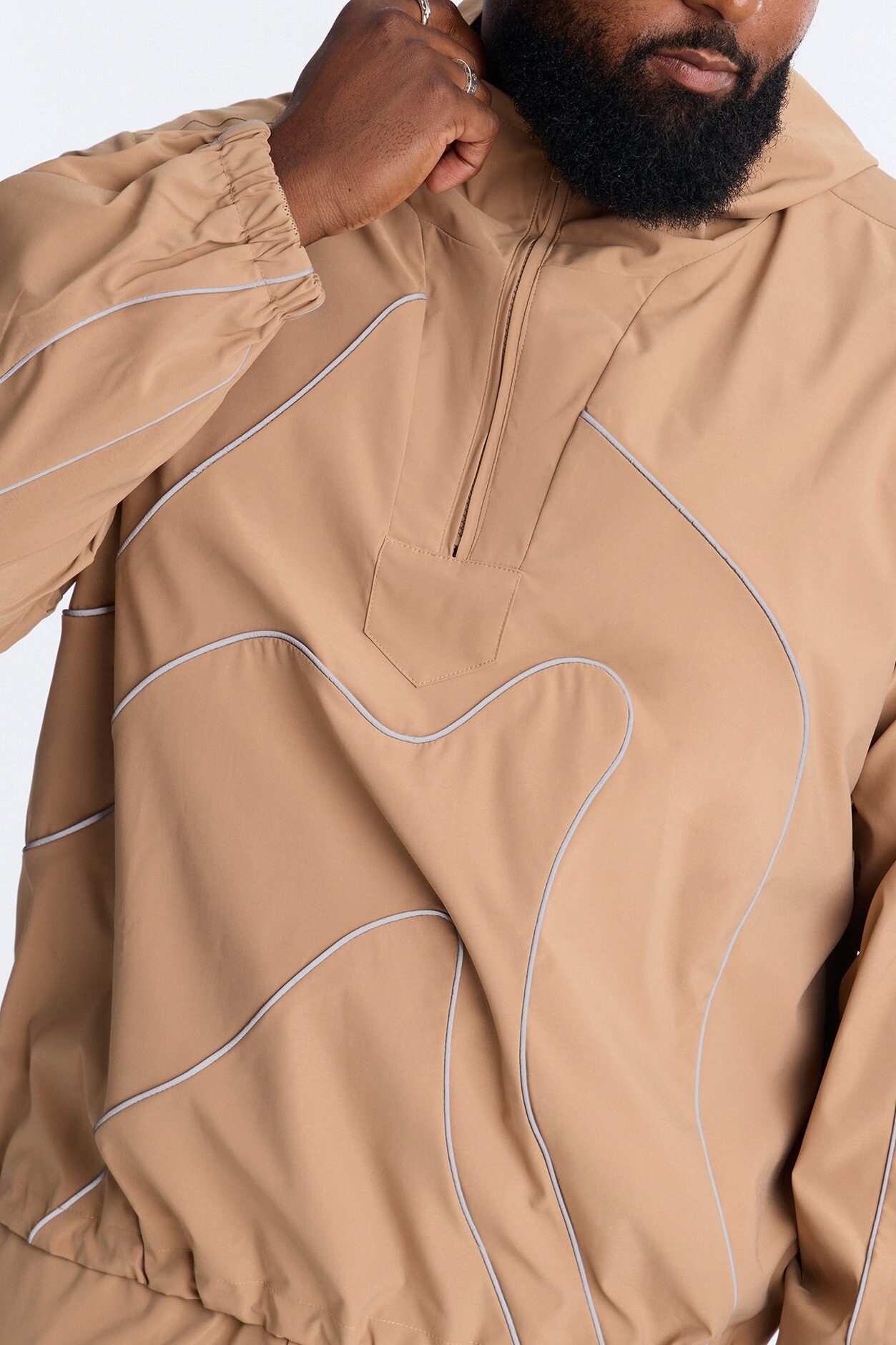 Futuristic Mode Track Jacket - Tan