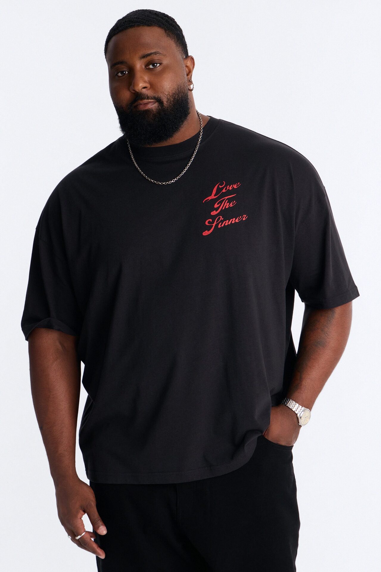 Love The Sinner Oversized Short Sleeve Tee - Black