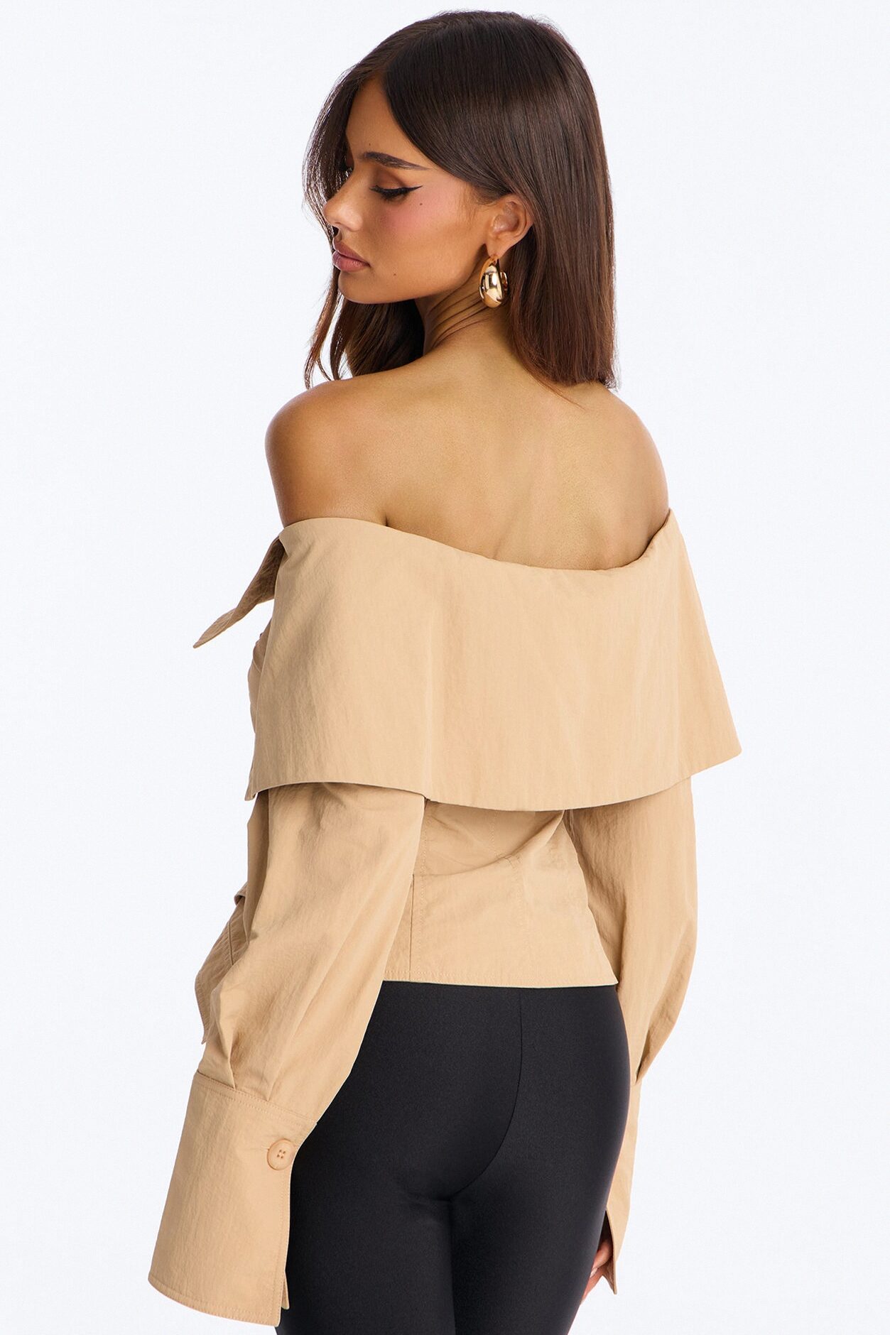 Olivia Off The Shoulder Trench Jacket - Khaki
