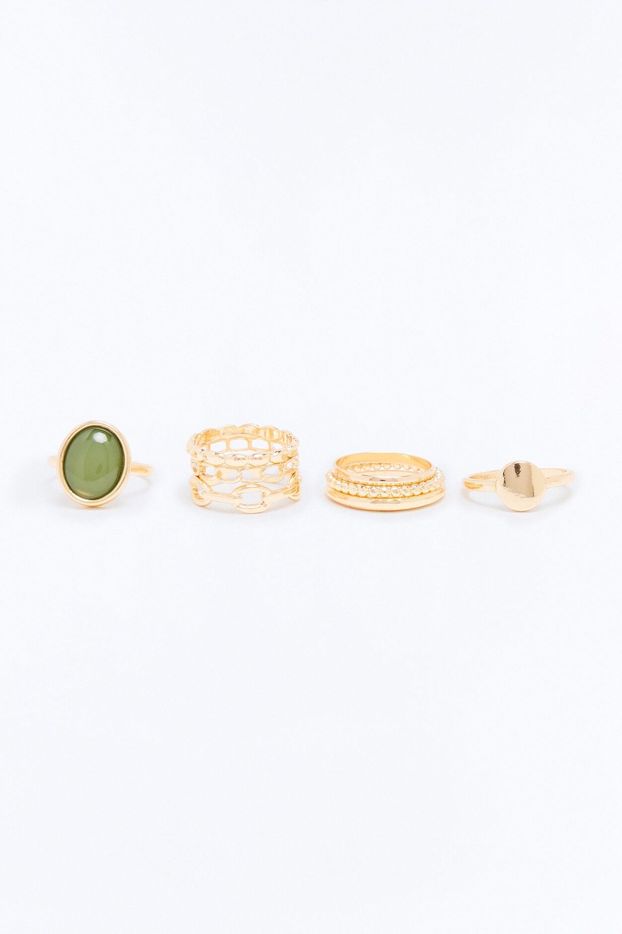 Effortless Glow 8 Piece Ring Set - Gold/Green