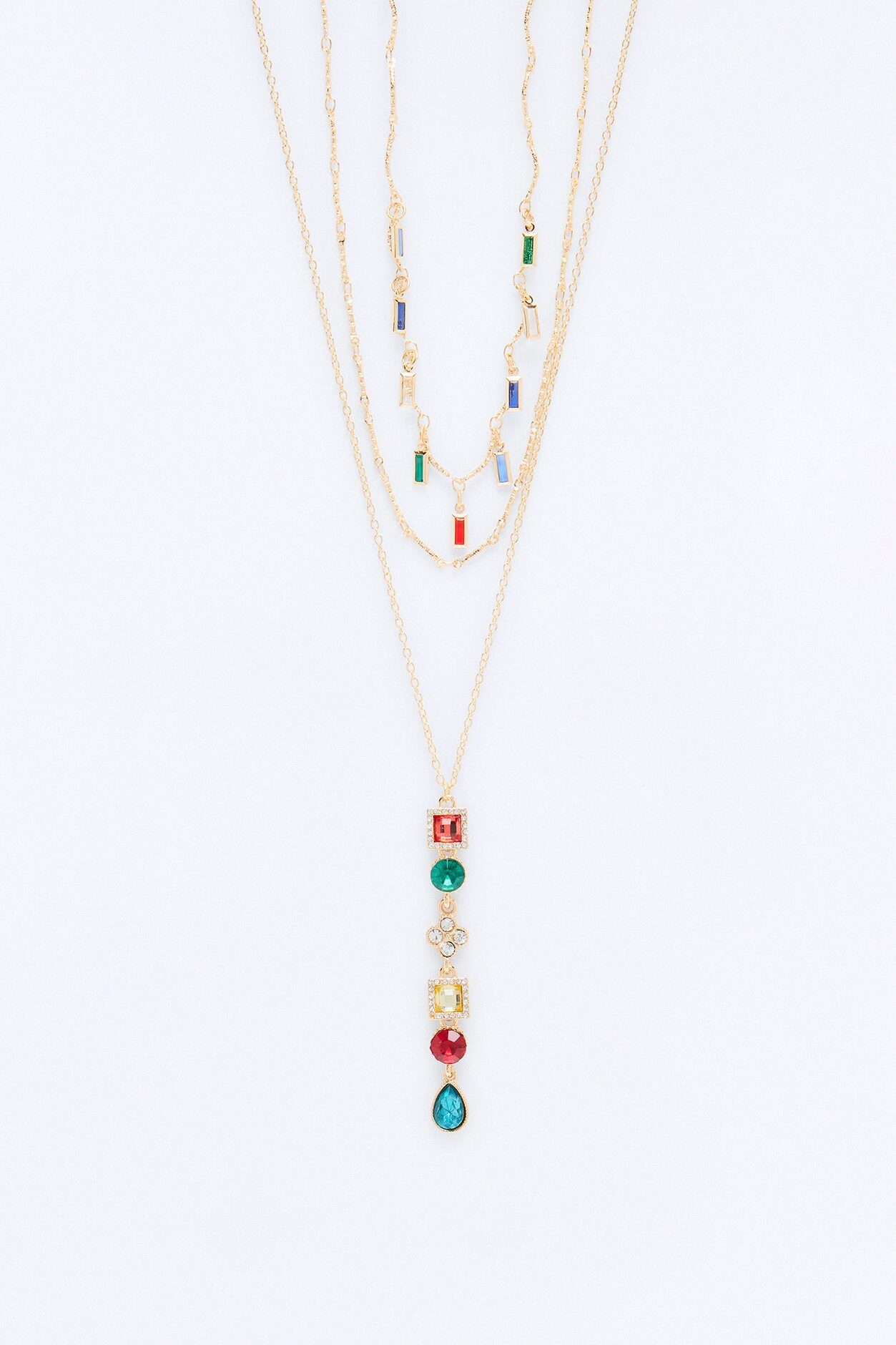 Let Them Fall Lariat Necklace - Gold/Multi
