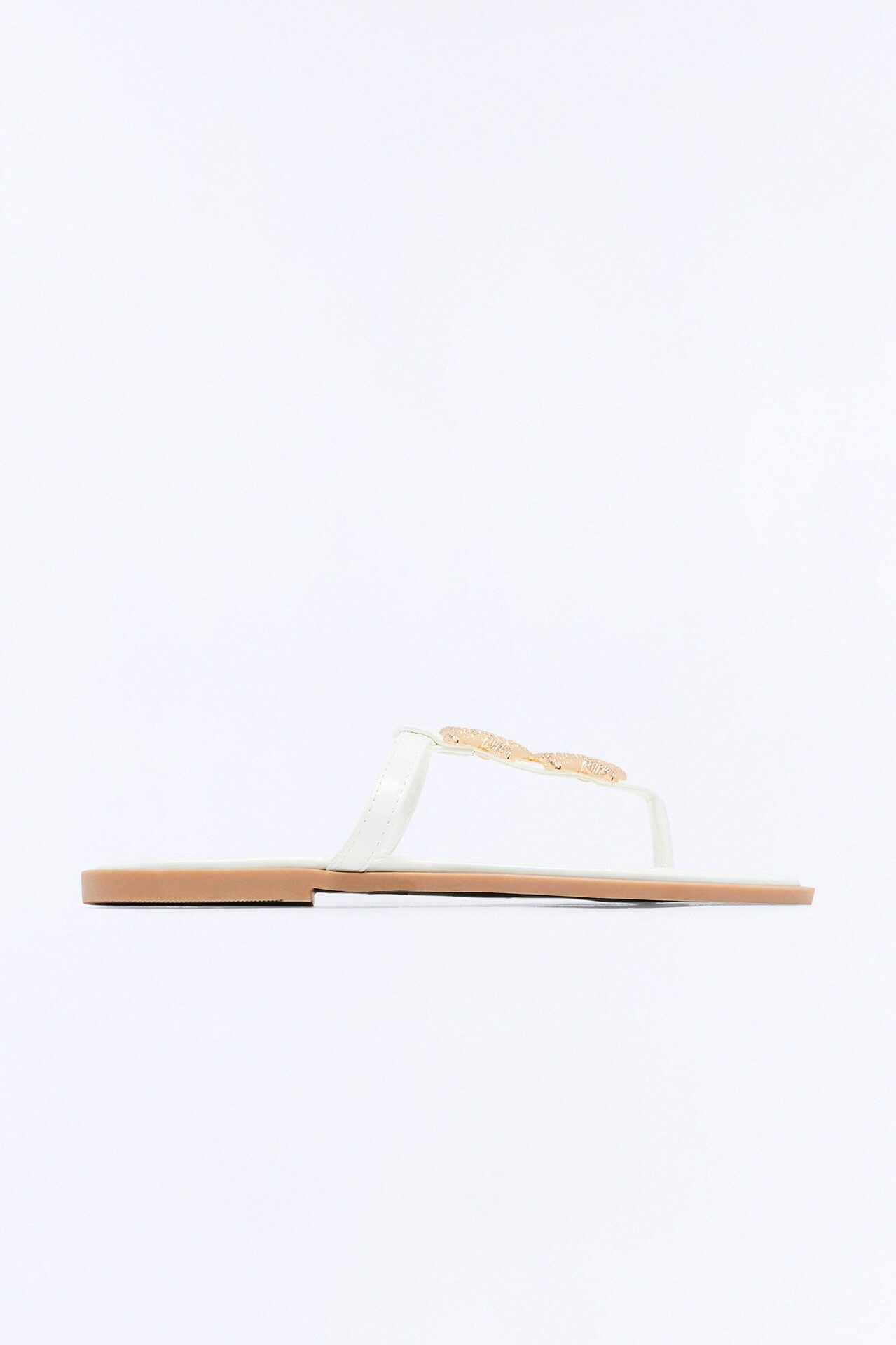 Emala Starfish Patent Flip Flops - White