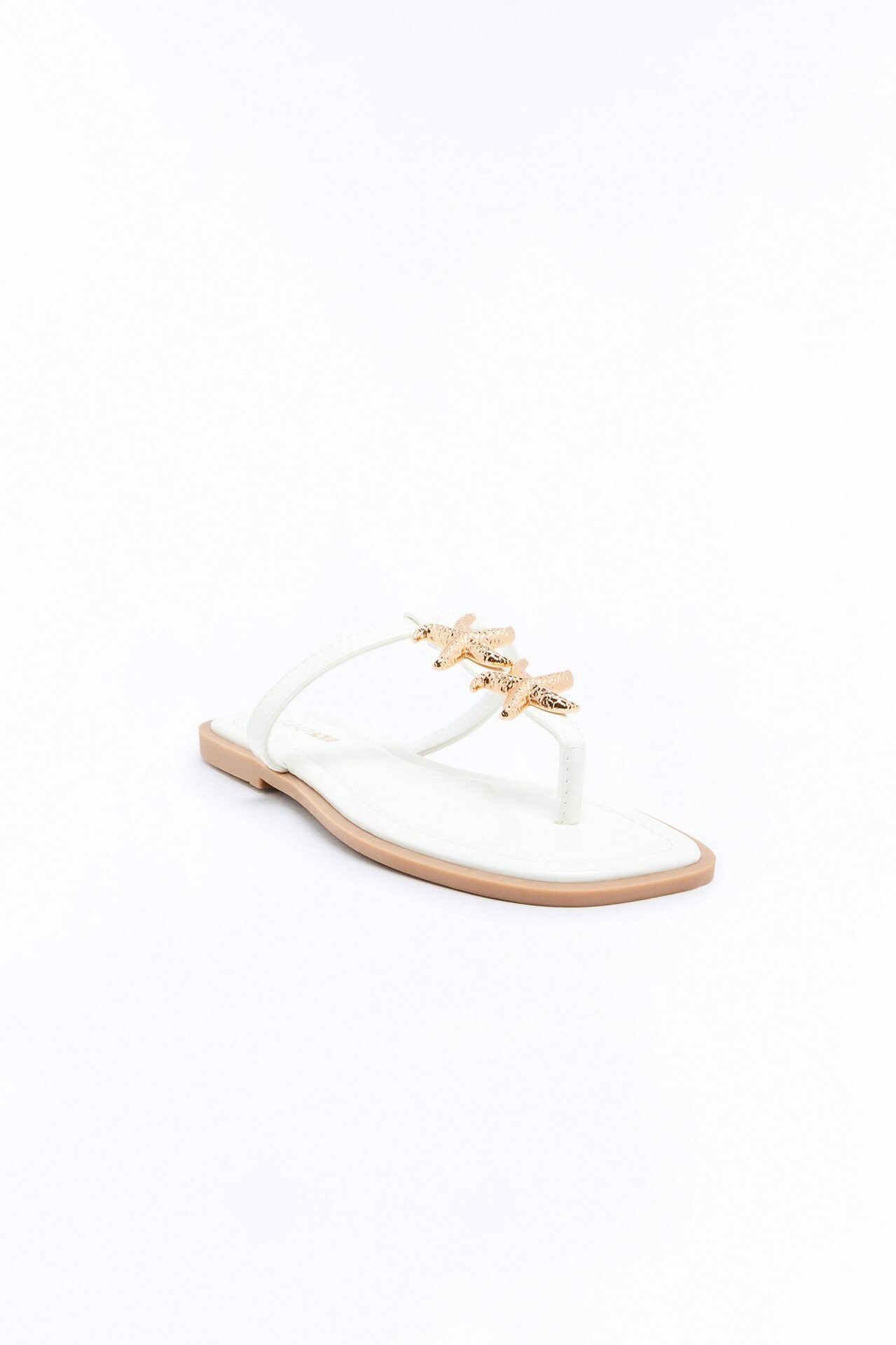 Emala Starfish Patent Flip Flops - White