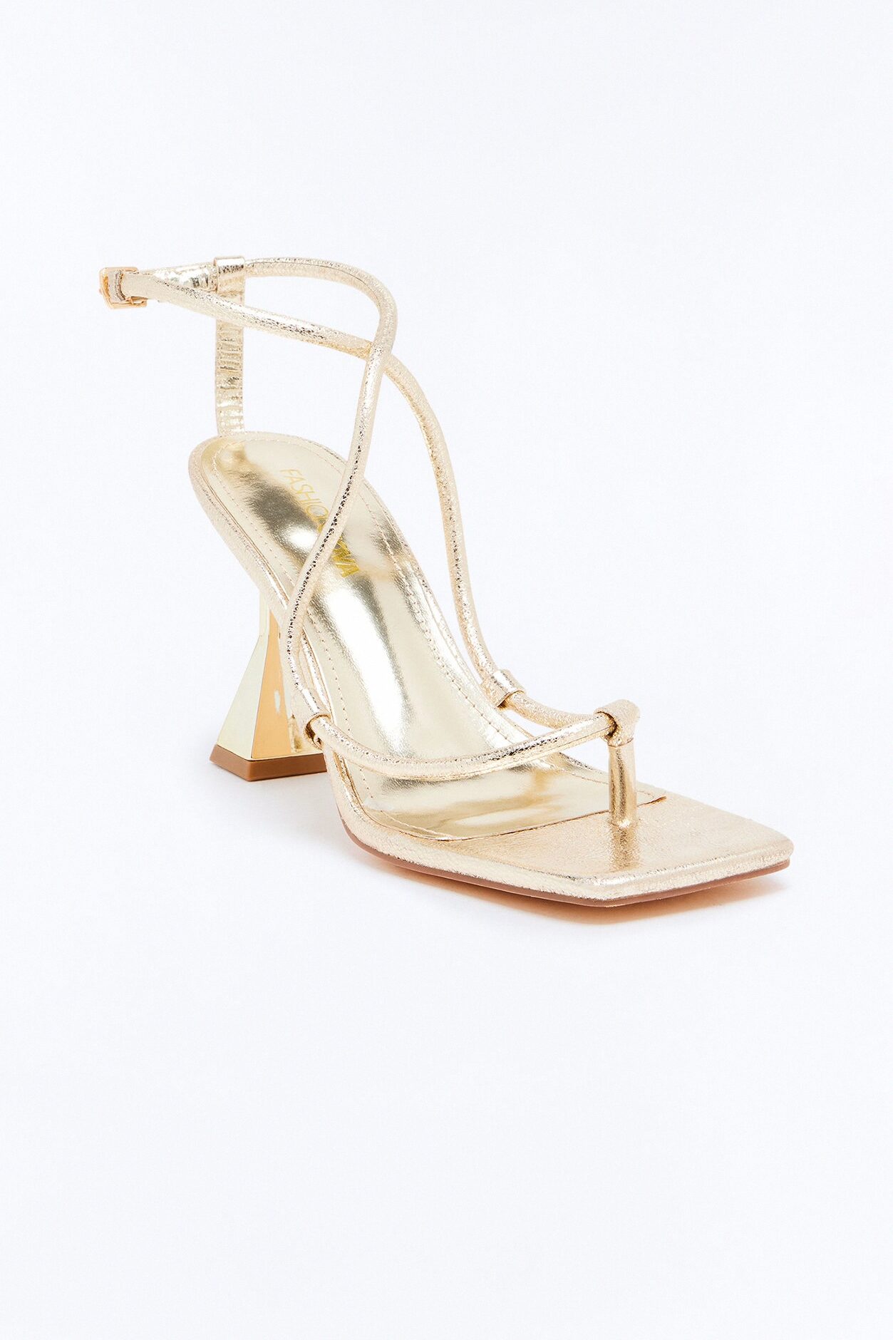 Revily Metallic Novelty Heels - Gold