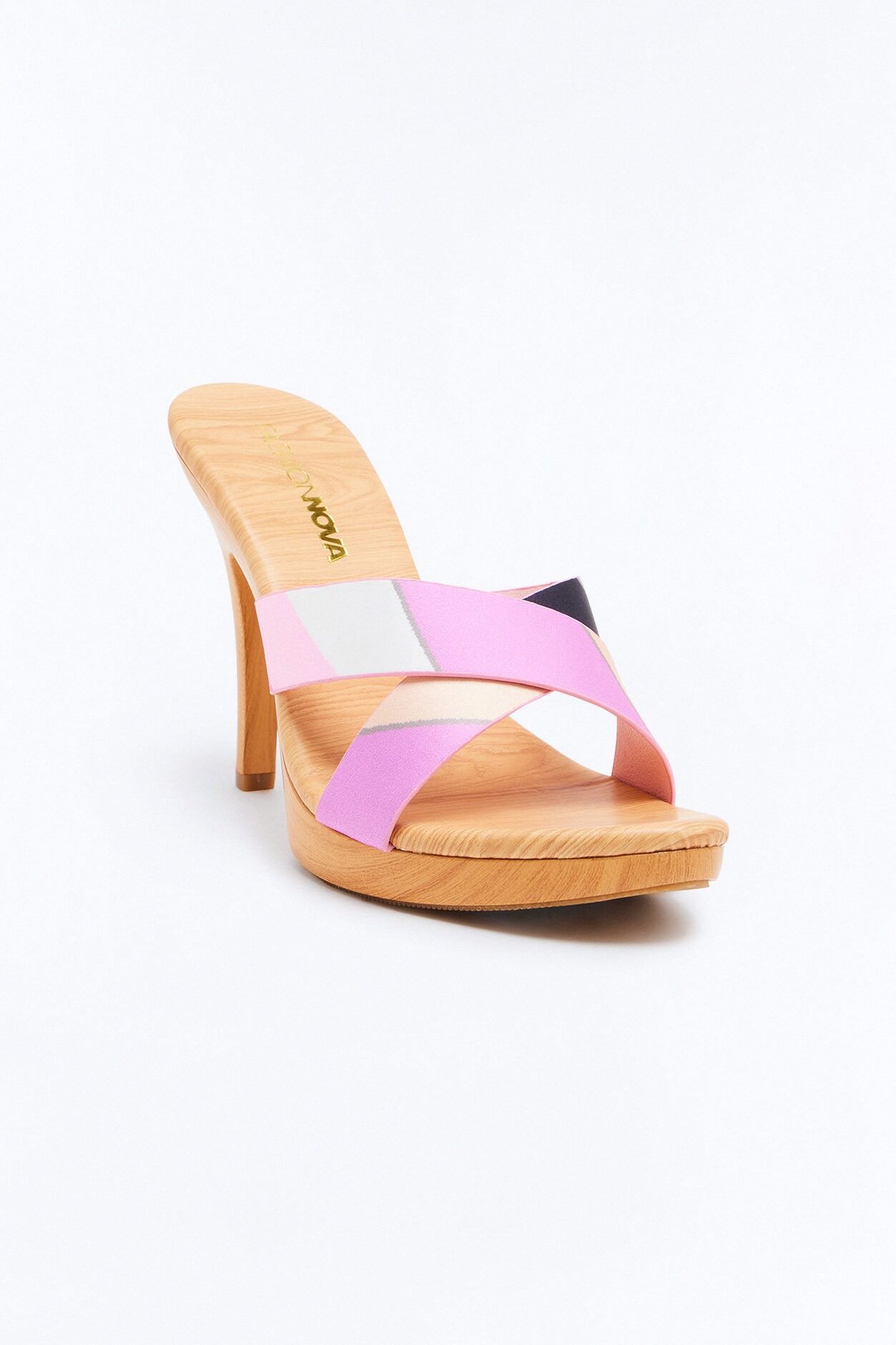 Voyage Wood Platform Heels - Pink/combo