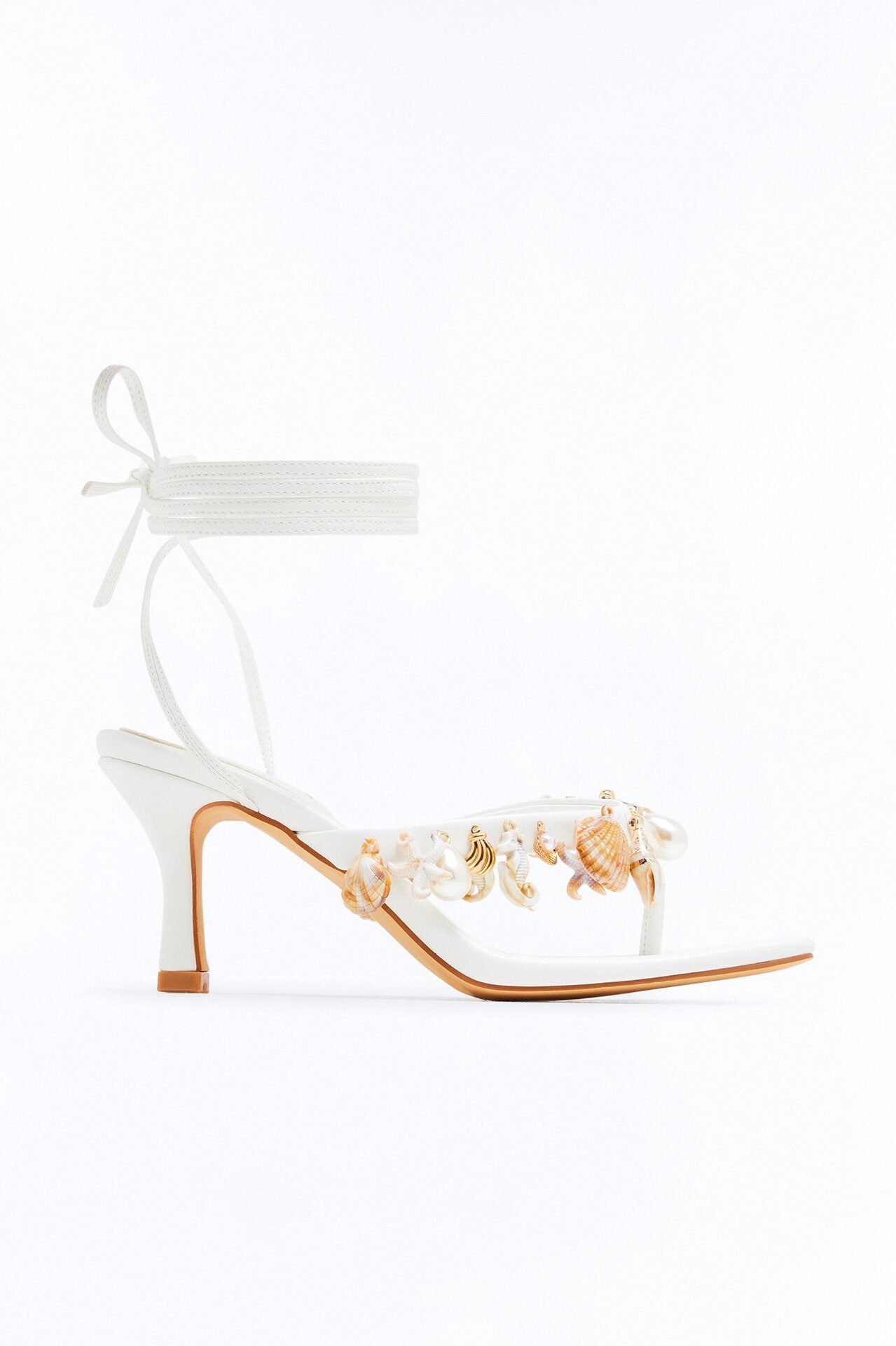 Water Charmer Wrap Up Heels - White