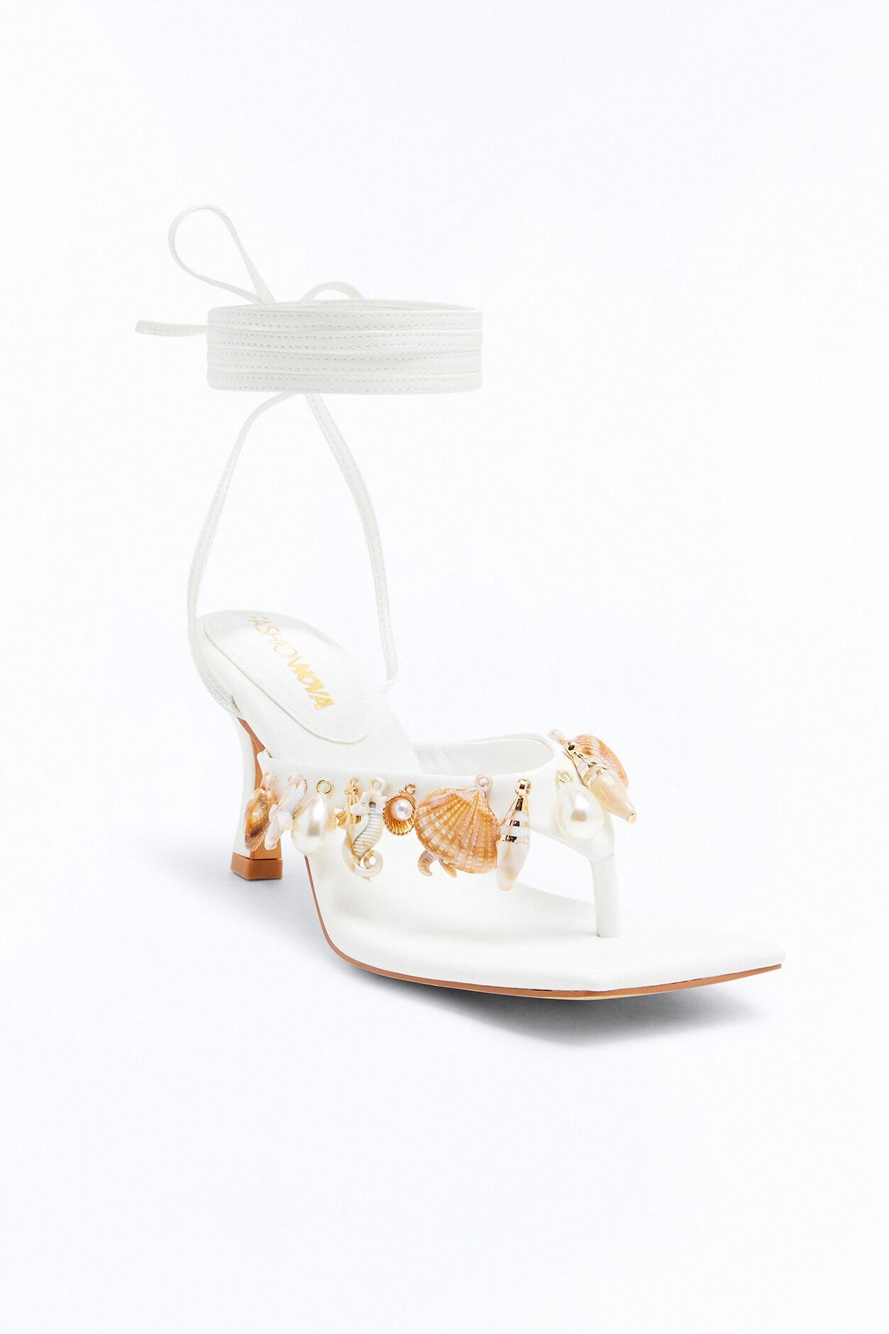 Water Charmer Wrap Up Heels - White