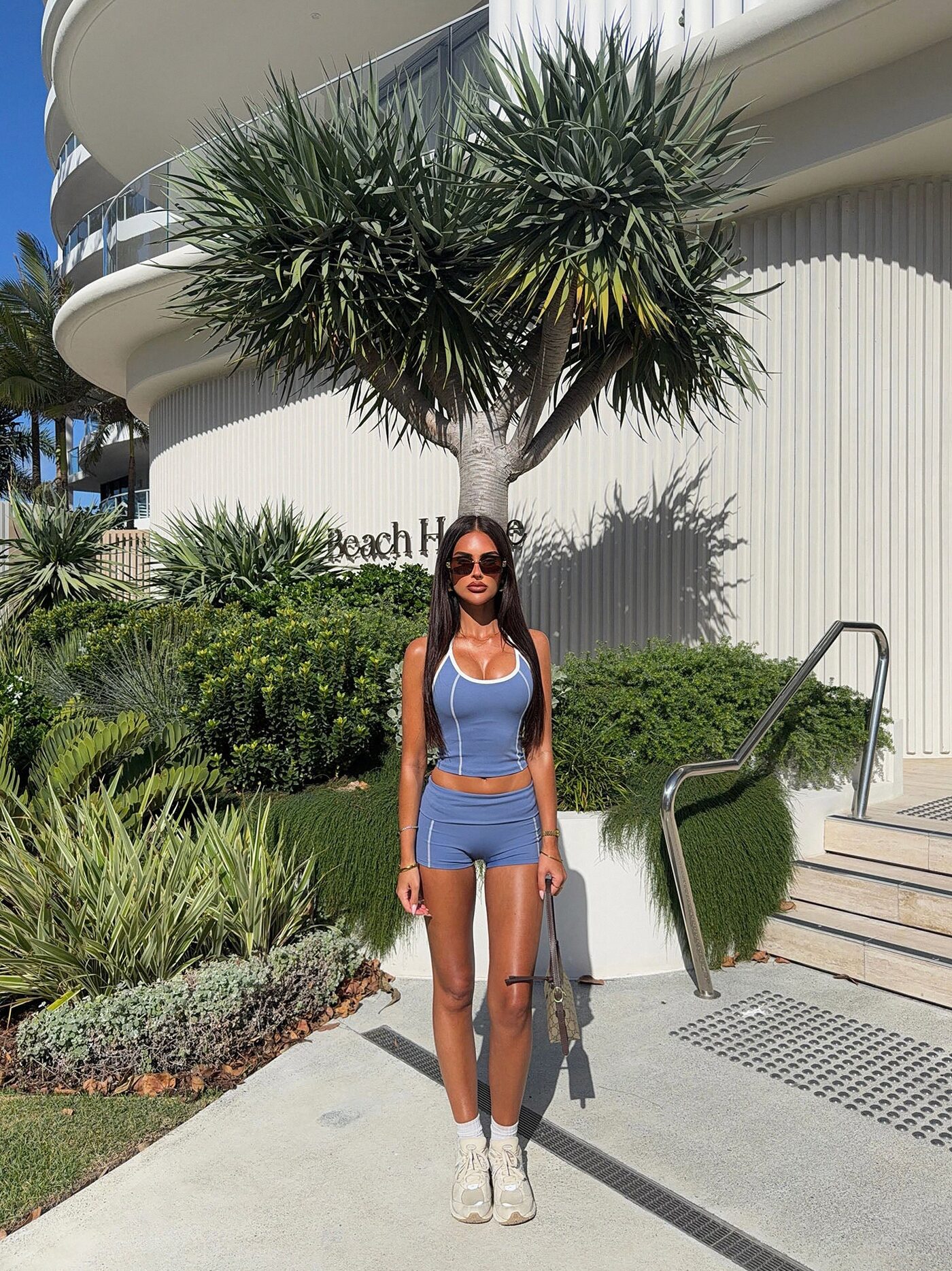 Sunday Errands Biker Short Set - Slate Blue
