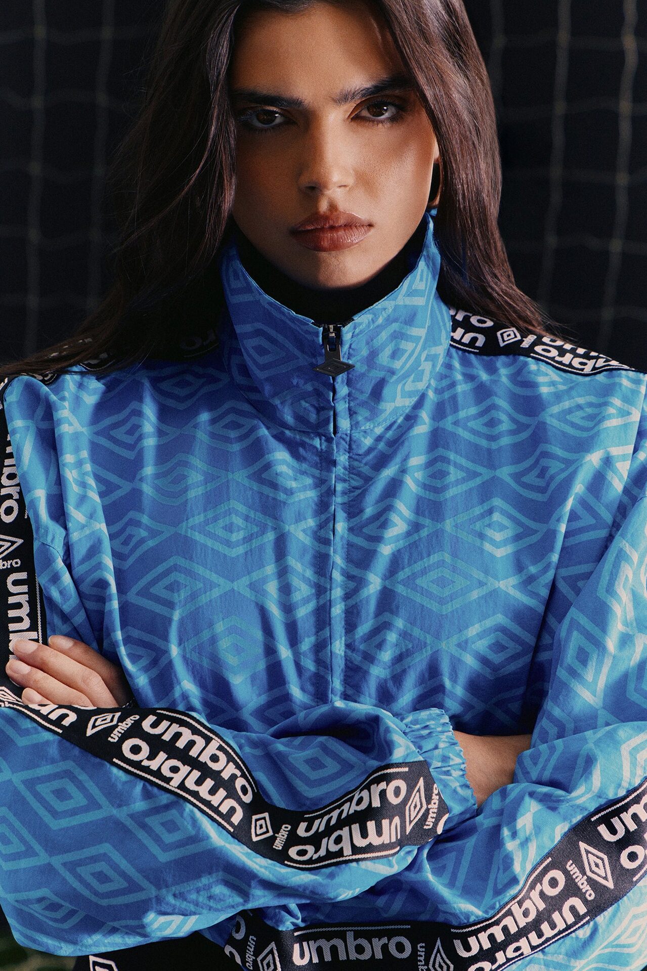 Umbro Windbreaker Rib Waist Zip Up Jacket - Blue/Black
