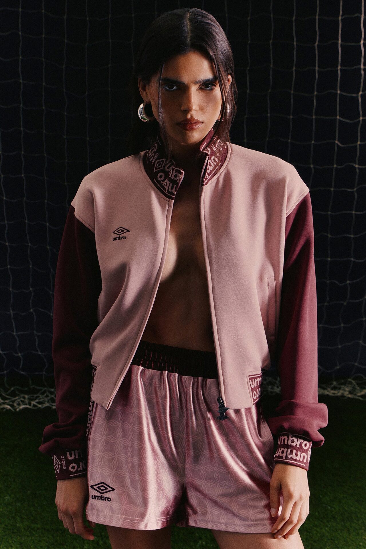Umbro Mock Neck Scuba Zip Up Jacket - Pink