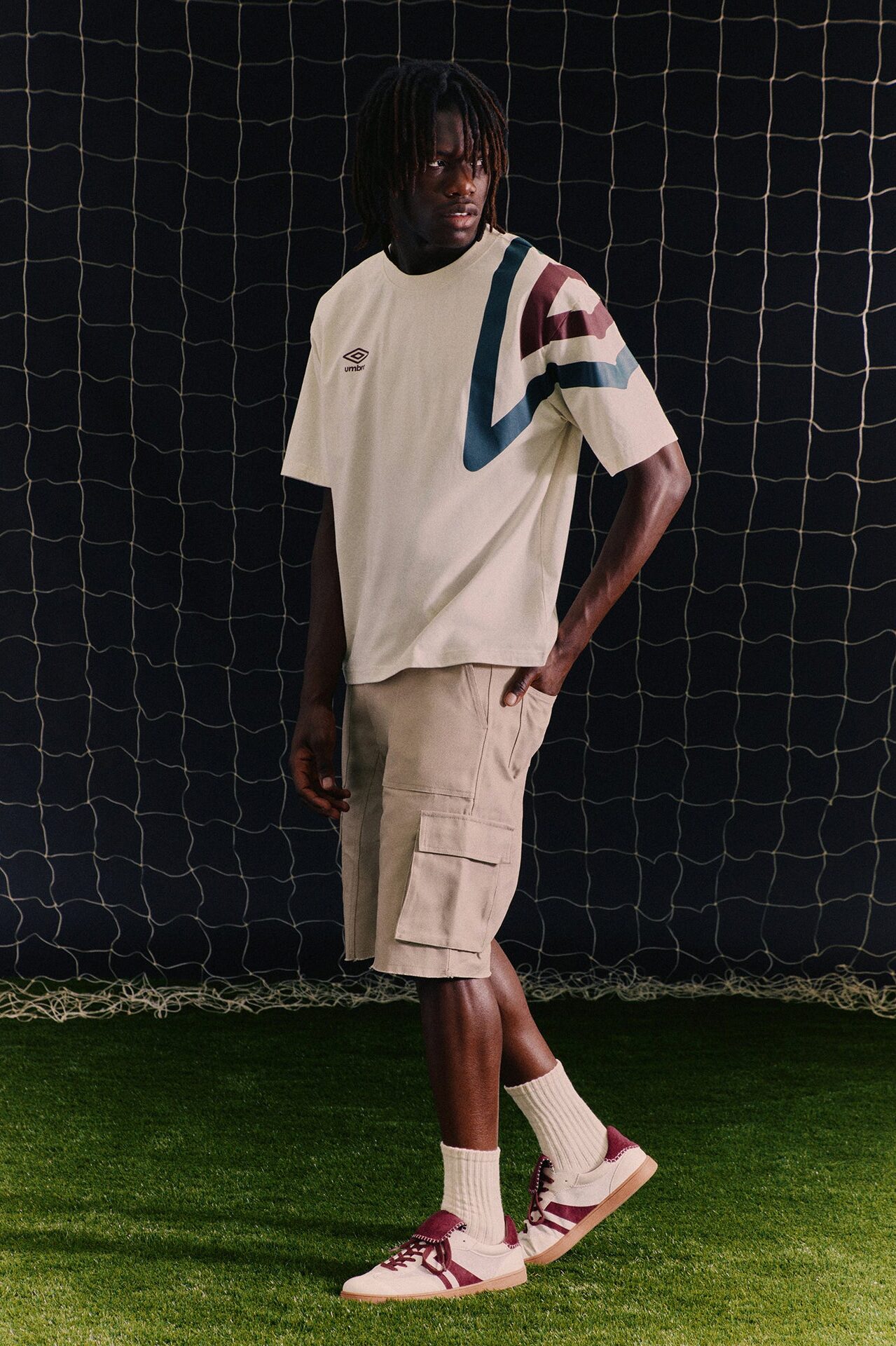 Umbro Large Logo Short Sleeve Tee - Cream/combo