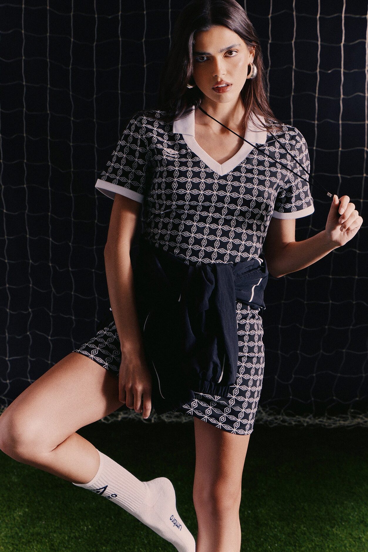 Umbro Short Sleeve Collared Mini Dress - Black