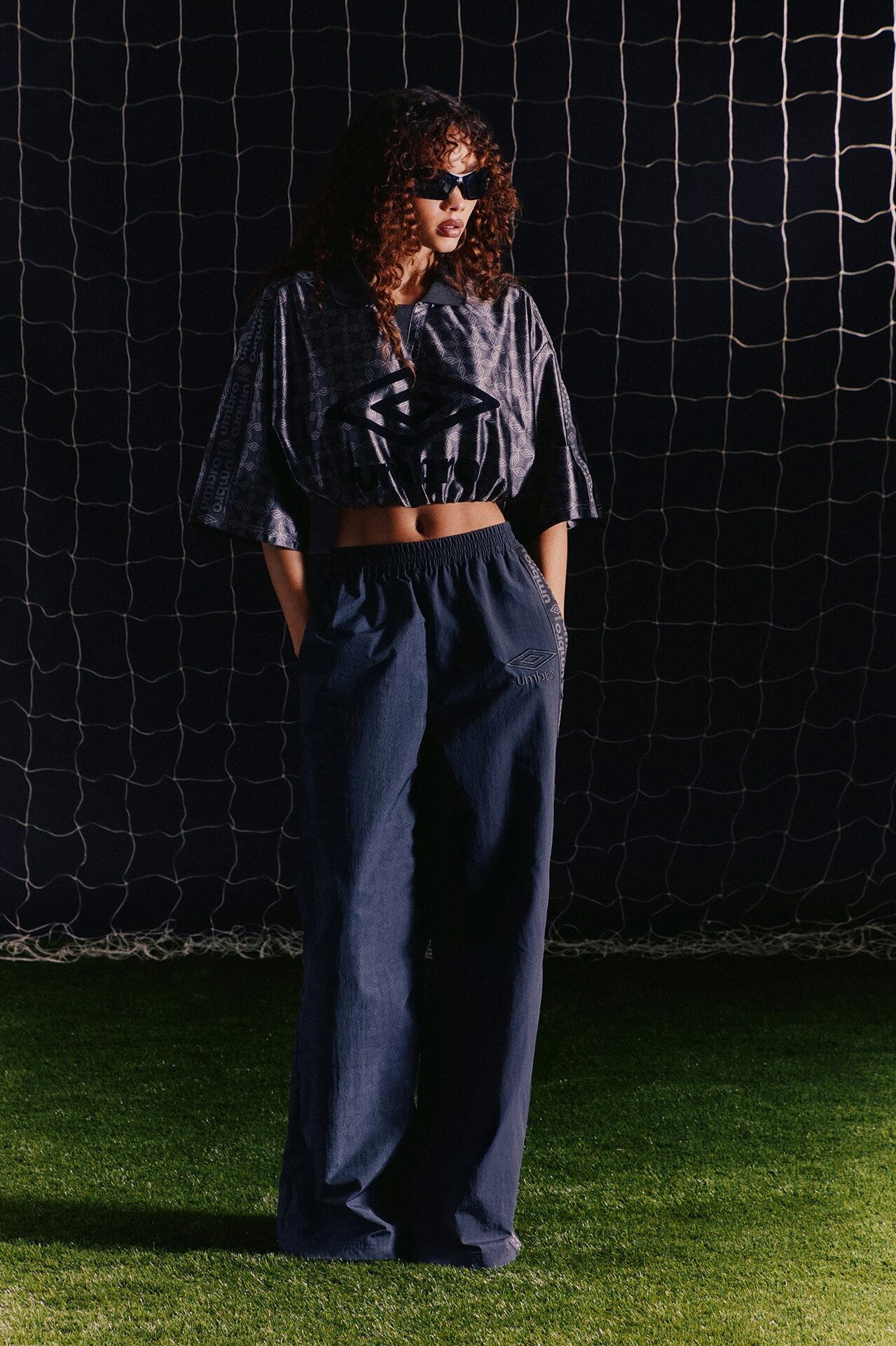 Umbro Varsity Windbreaker Wide Leg Pants - Black