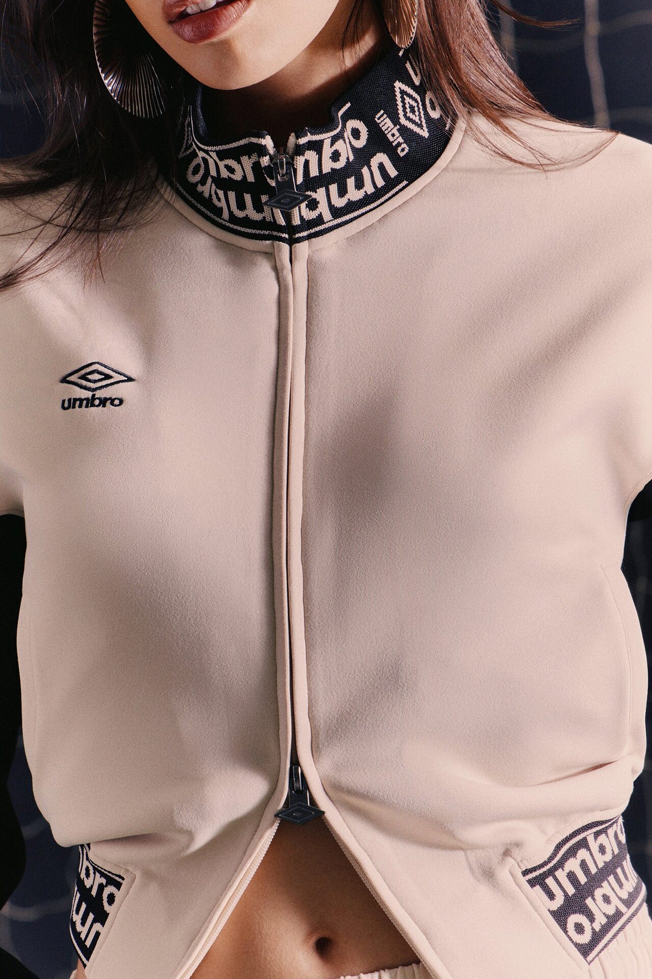 Umbro Mock Neck Scuba Zip Up Jacket - Cream/combo