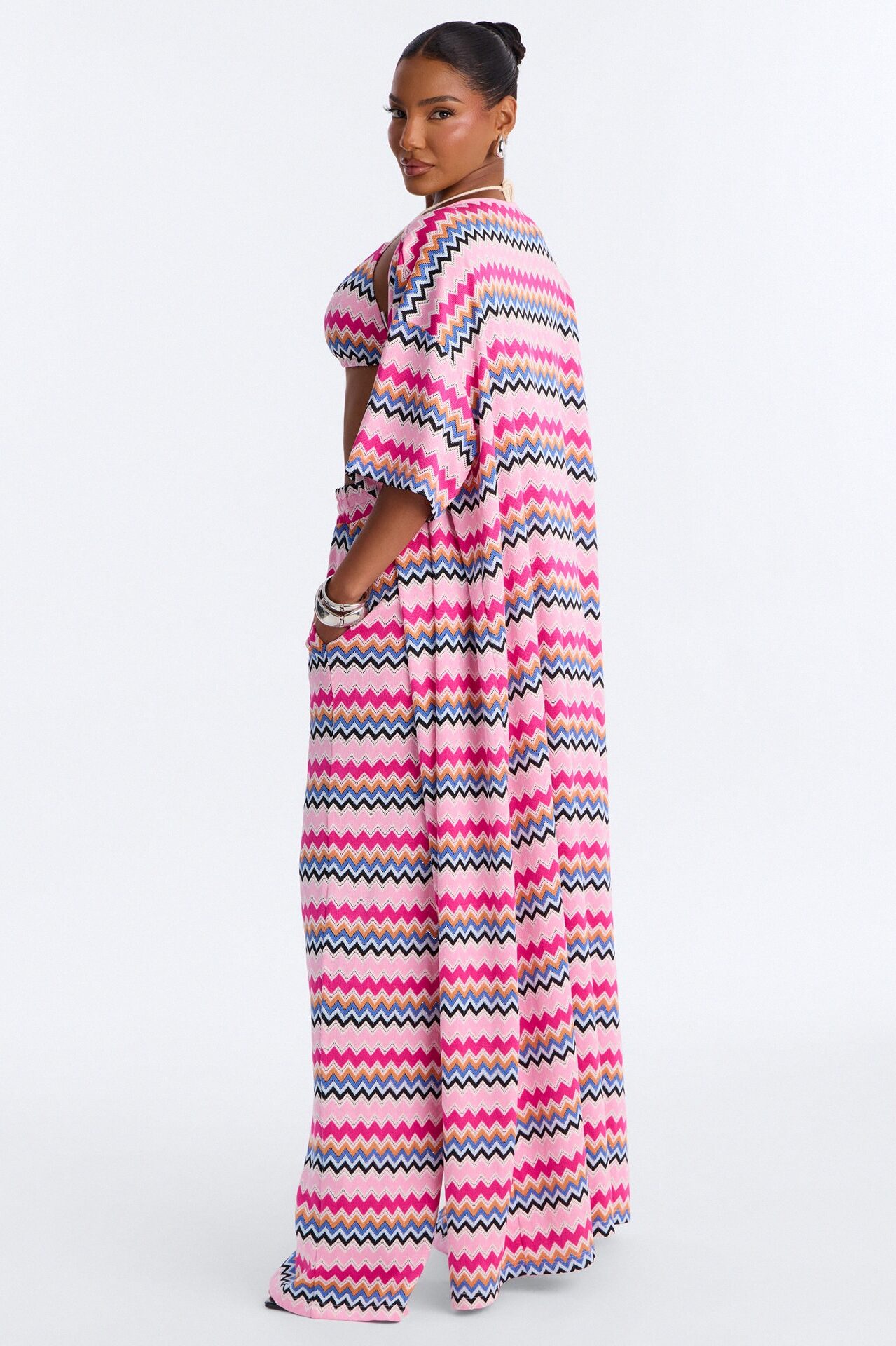 Cabana Crush 3 Piece Crochet Pant Set - Pink/combo