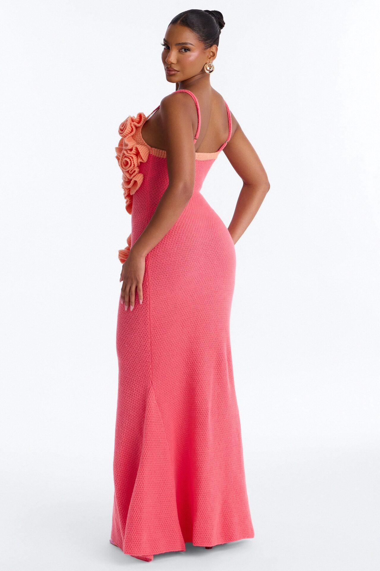 Renae Floral Applique Knit Maxi Dress - Pink/combo