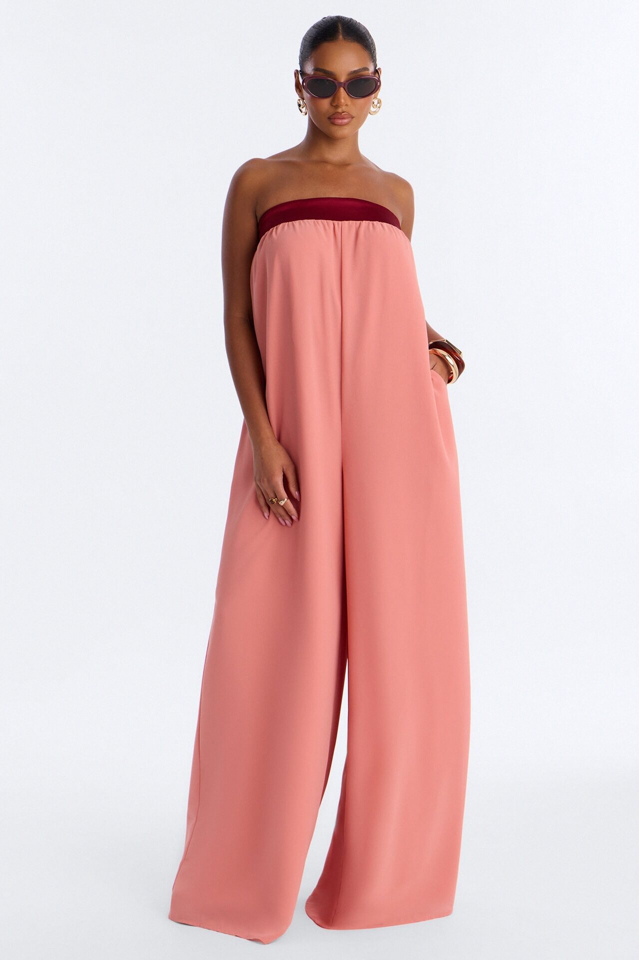 Celia Chiffon Wide Leg Jumpsuit - Pink