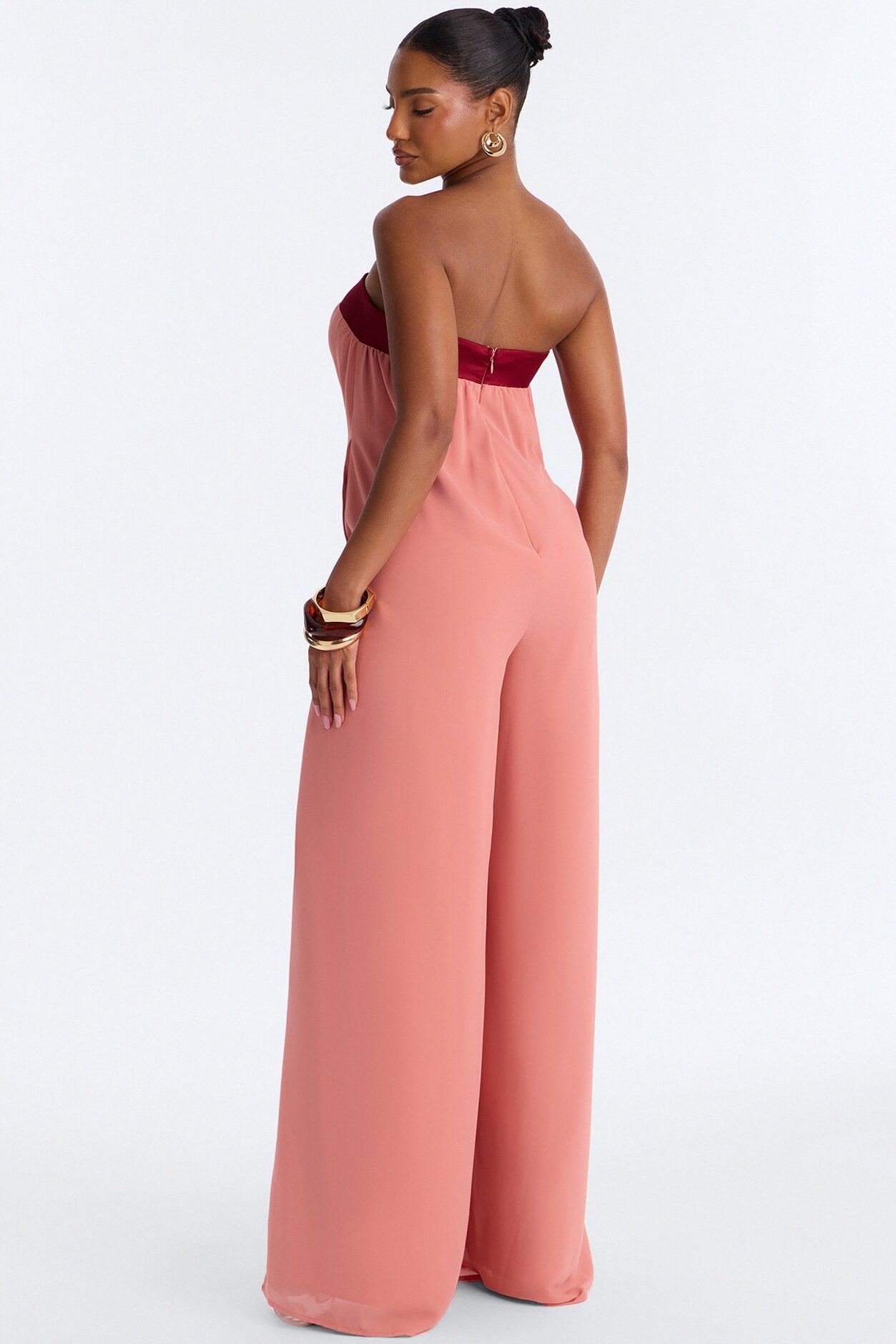 Celia Chiffon Wide Leg Jumpsuit - Pink