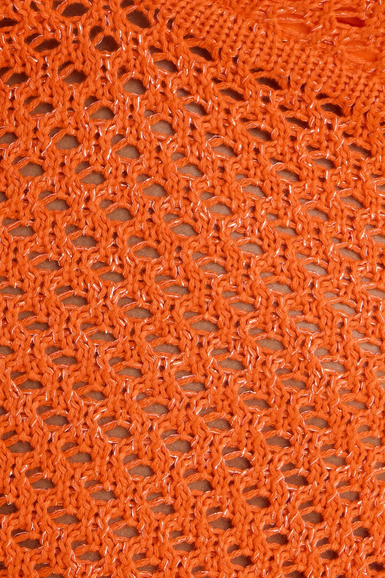 Crystal Crochet Halter Maxi Skirt Set - Orange