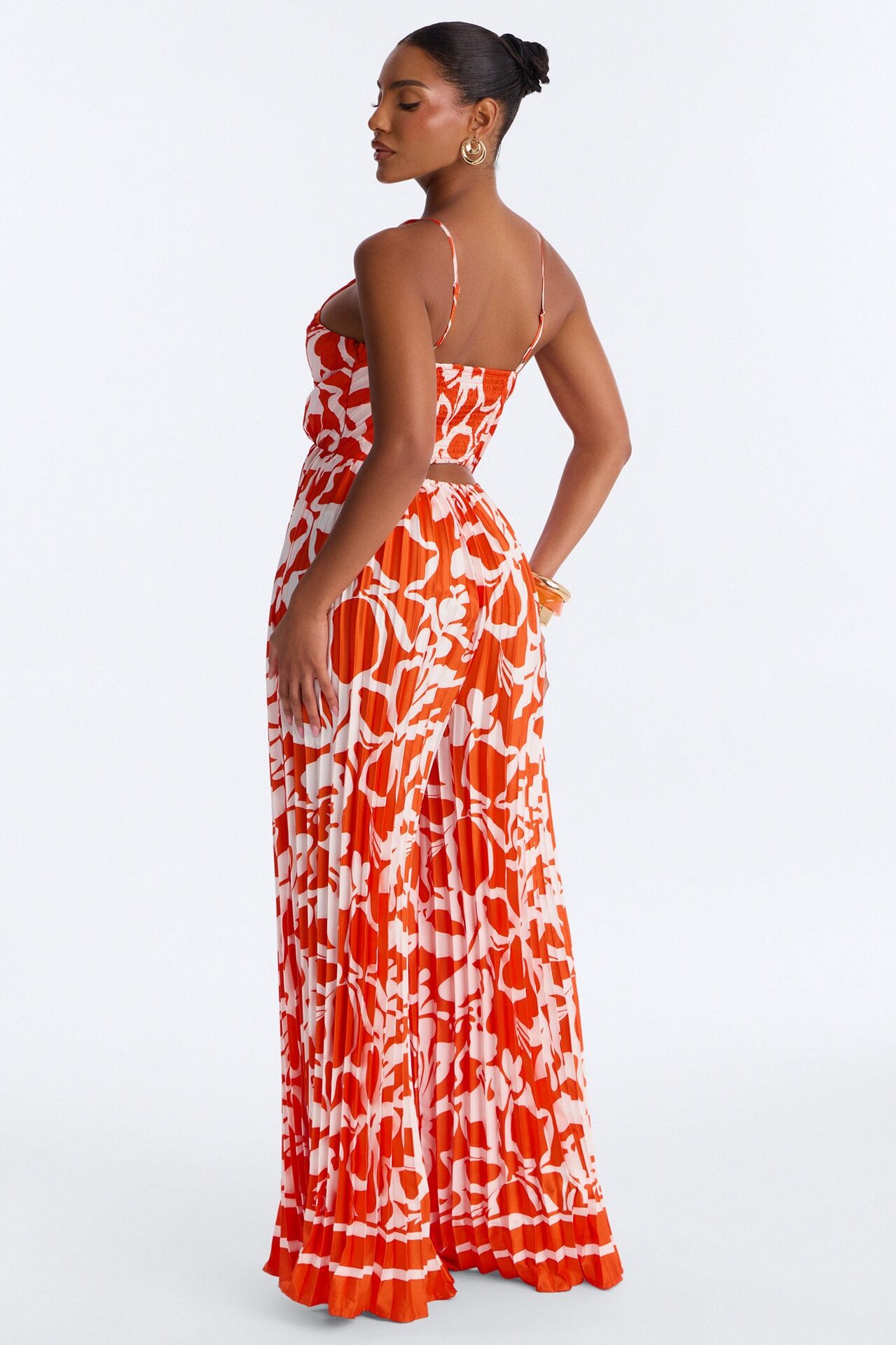Dana Satin Wide Leg Jumpsuit - Orange