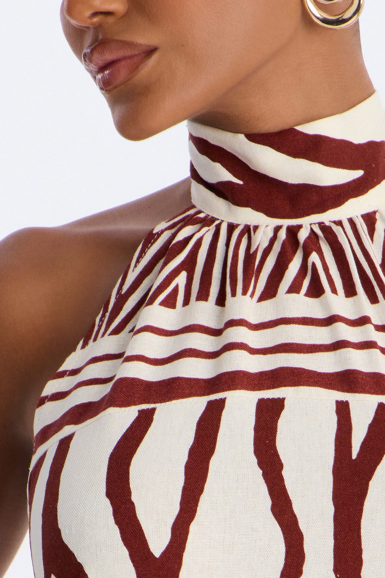 Jazlyn Printed Linen Maxi Dress - Brown/combo