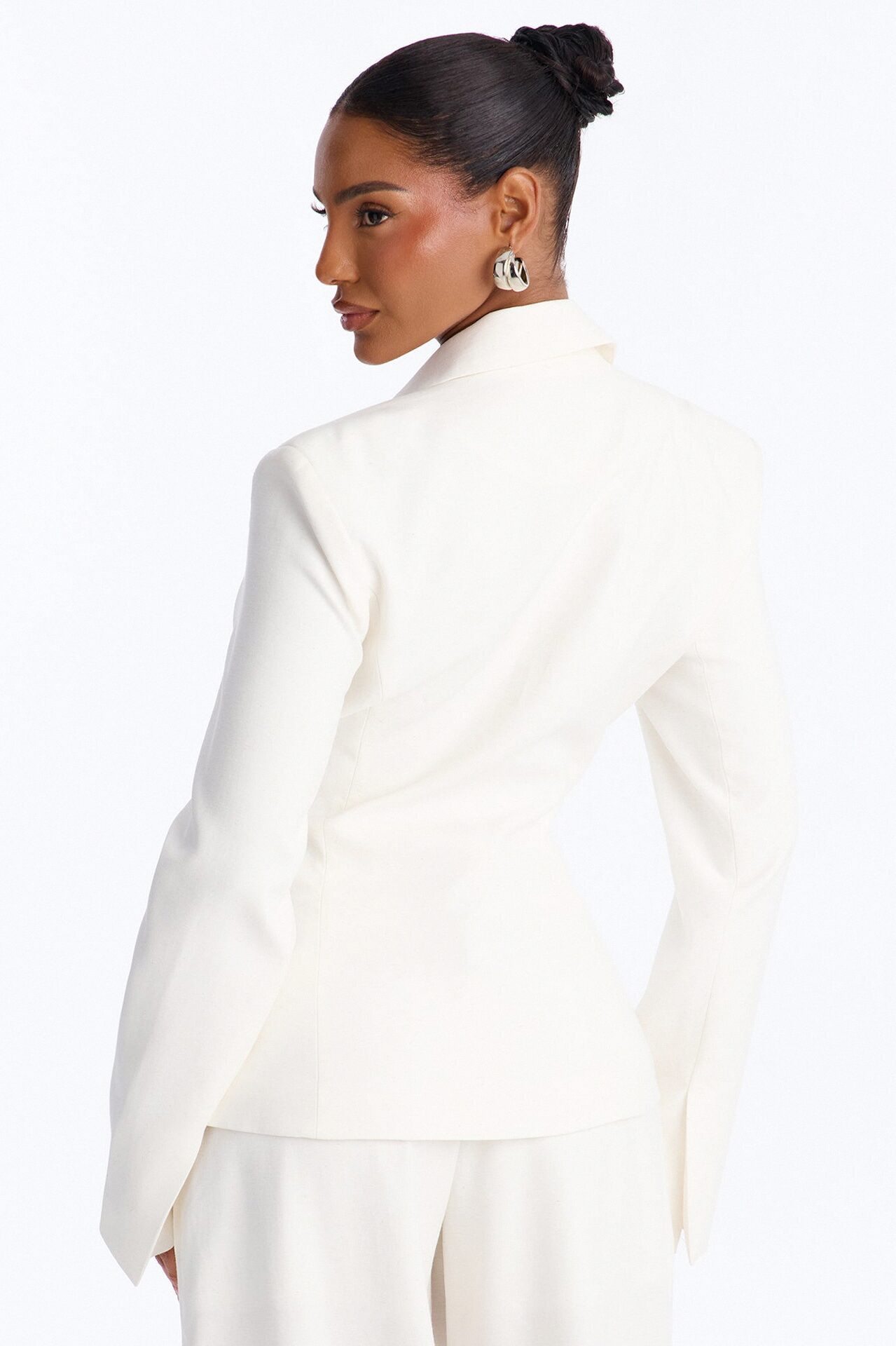 Elyse Linen Fitted Blazer - White