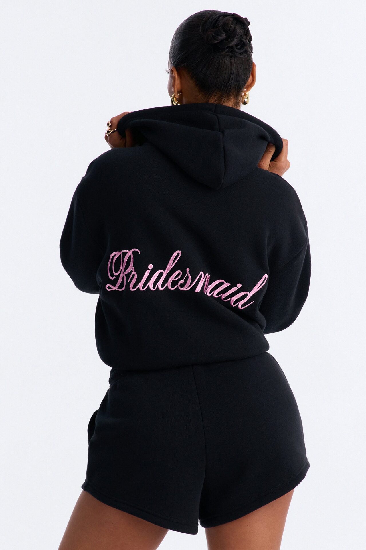 Bridesmaids Only Fleece Short Set - Black/Pink