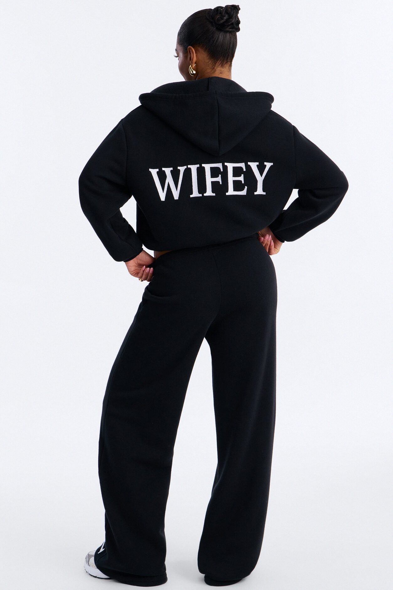 Wifey Era Fleece Pant Set - Black/White