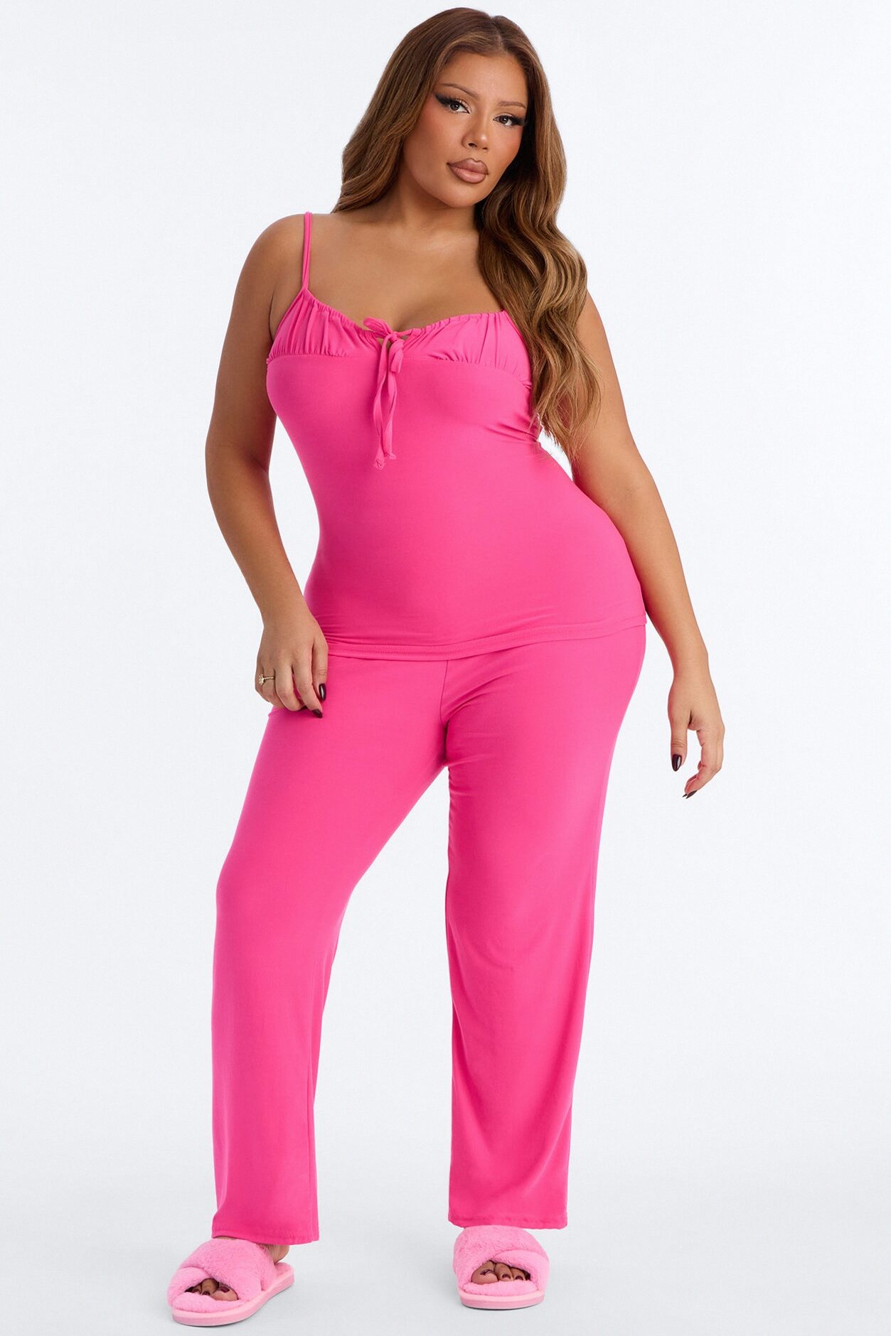 Cute But Sleepy PJ Pant Set - Hot Pink