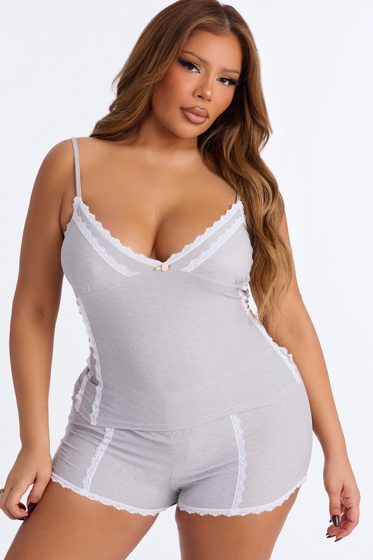 Keep Me Warm PJ Short Set - Heather Grey