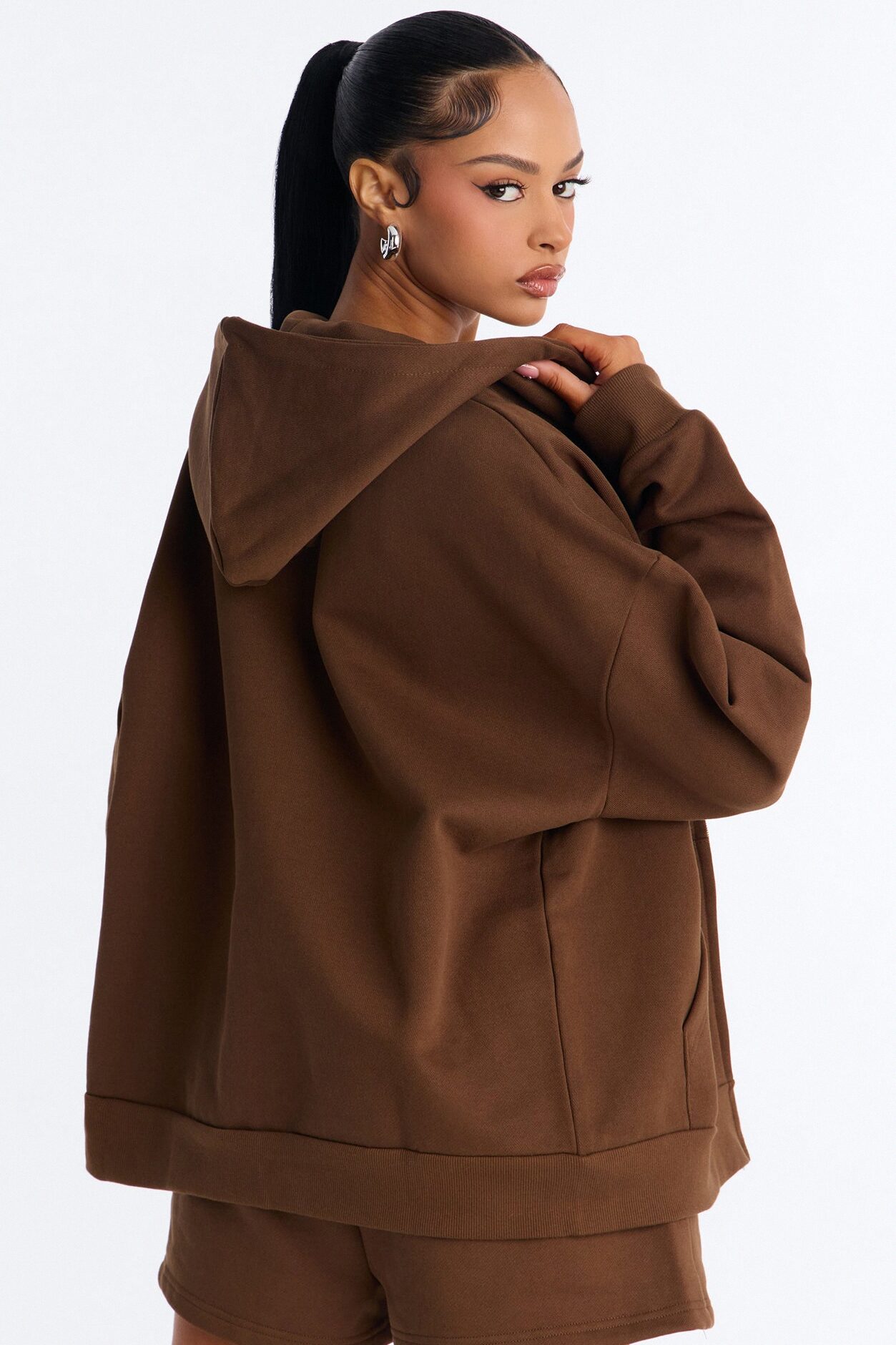 Libby Full Zip Hoodie Fleece Sweatshirt - Brown