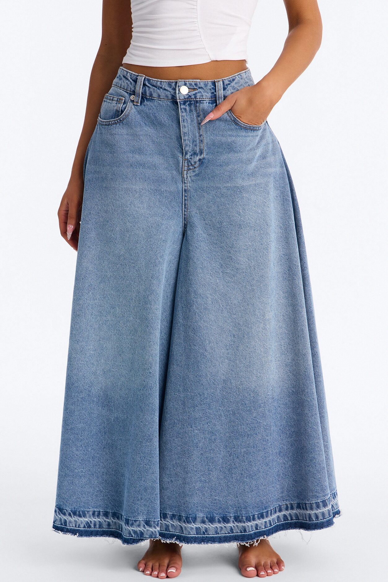 Naples Denim Culotte Jeans - Medium Wash