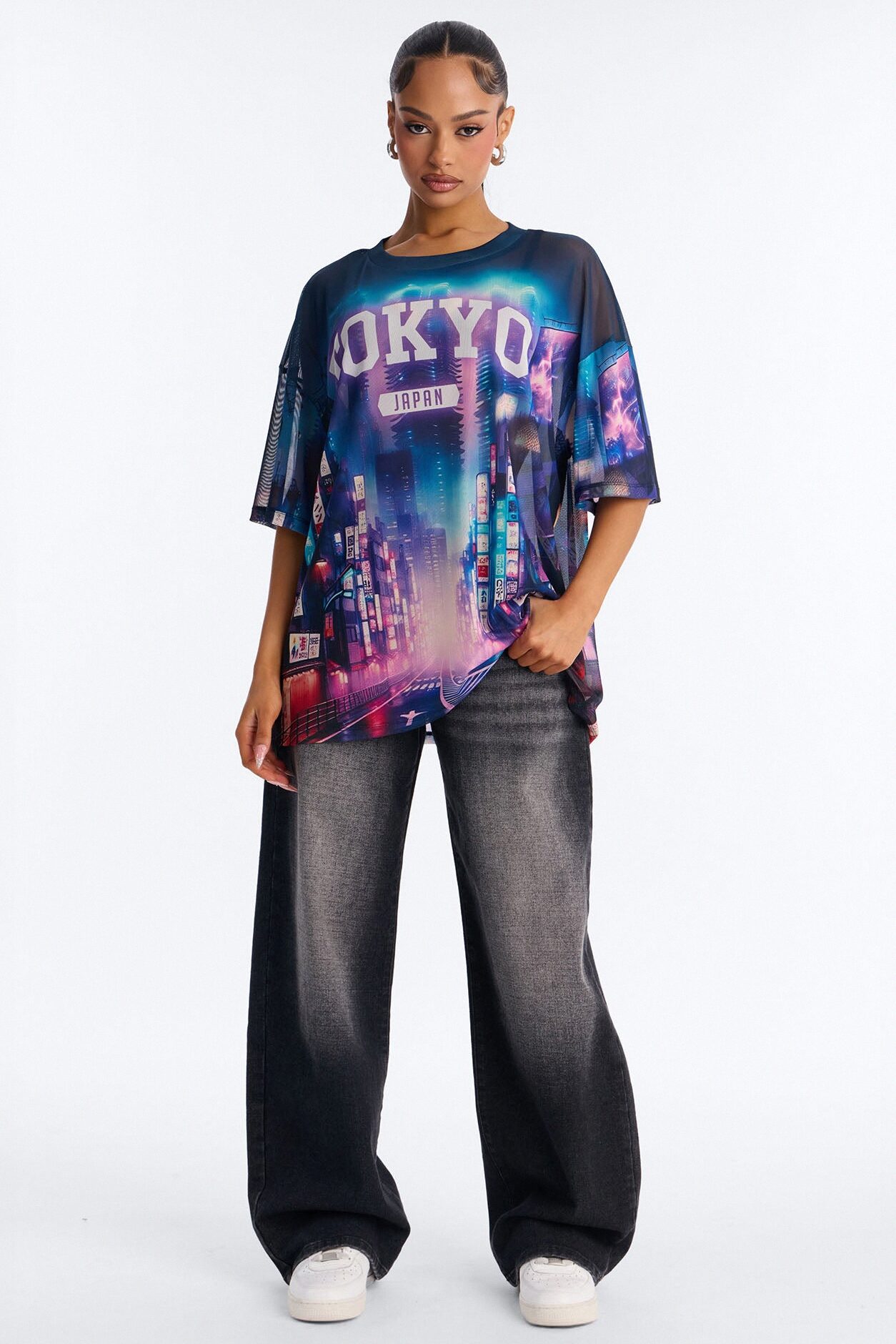 Tokyo Japan Mesh Tee - Navy/combo