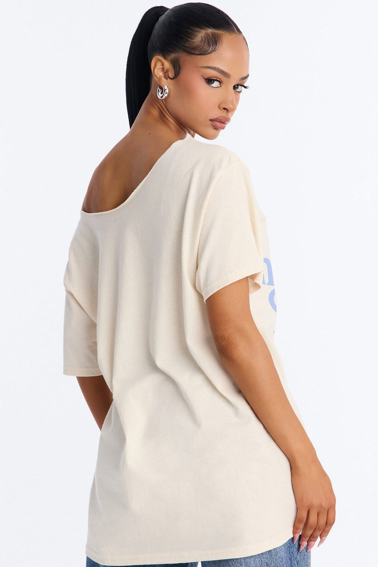 Jesus Has My Back Off Shoulder Tee - Natural