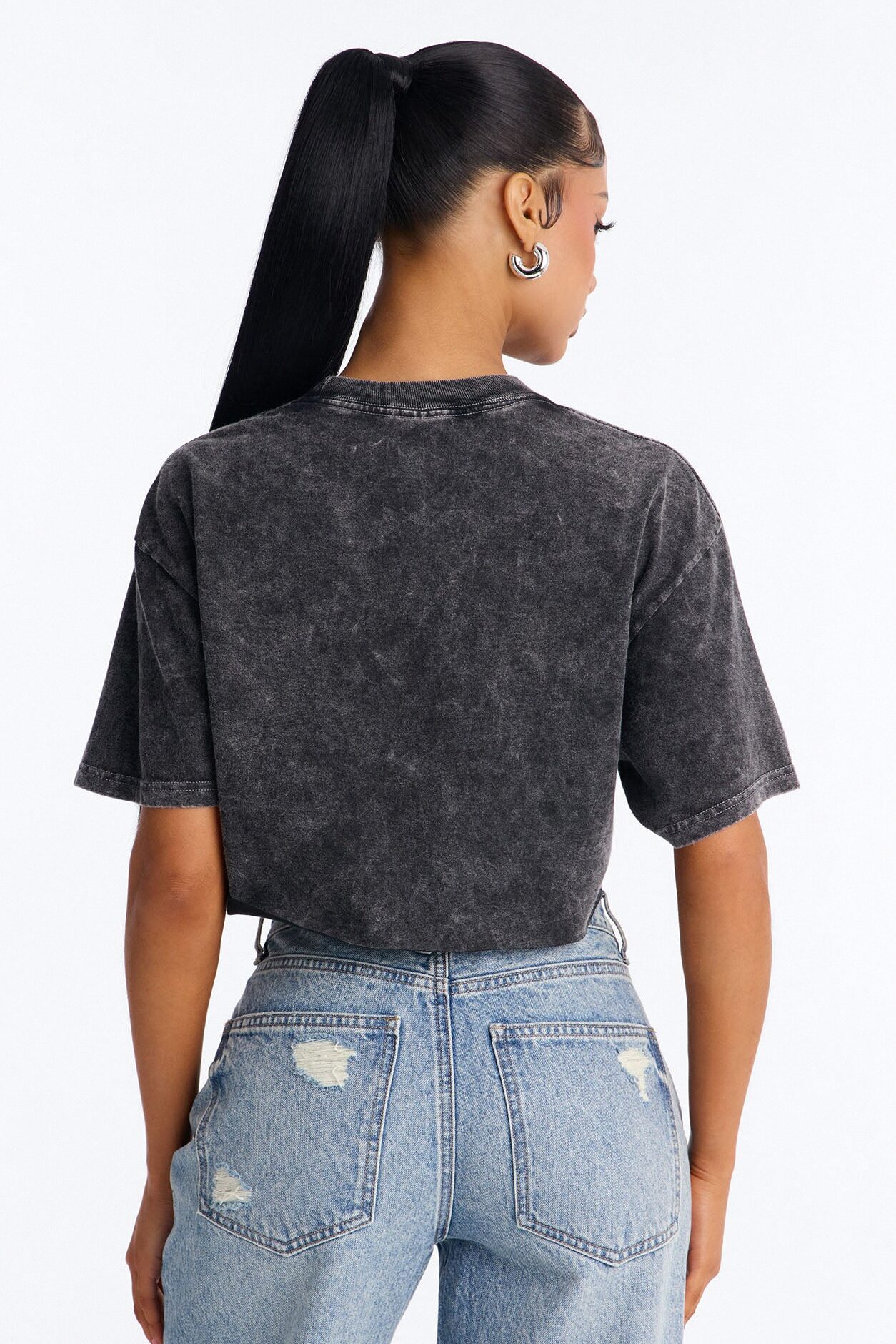 Unapologetically Black Cropped Washed Tee - Black