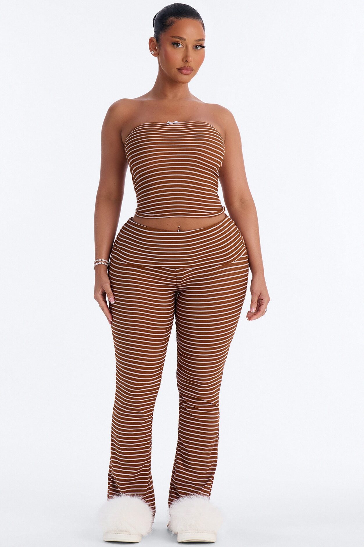 Into The Night 2pc PJ Pant Set - Brown/combo
